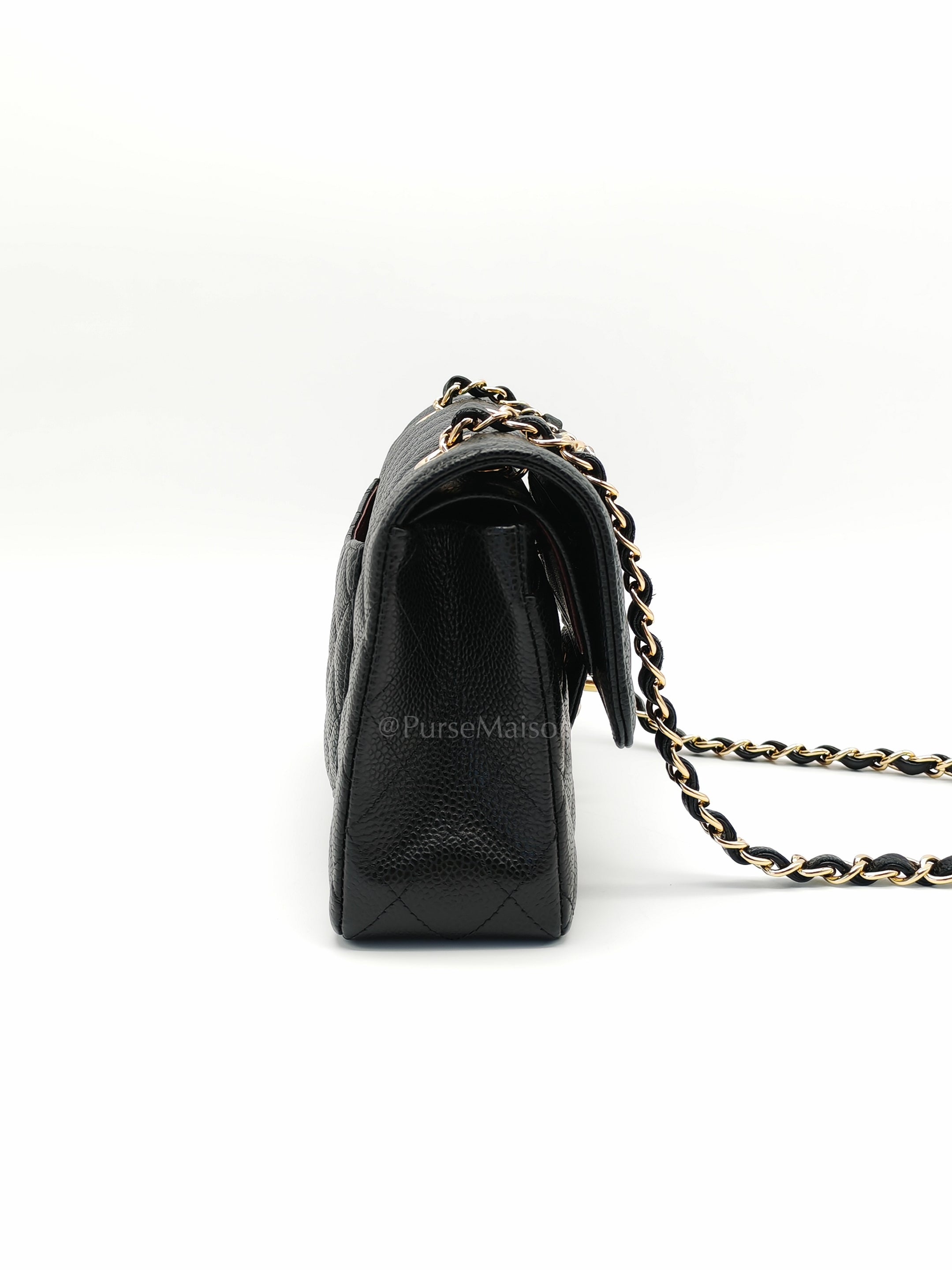 Classic Double Flap Small Black Caviar Leather in Gold Hardware (Series 31)