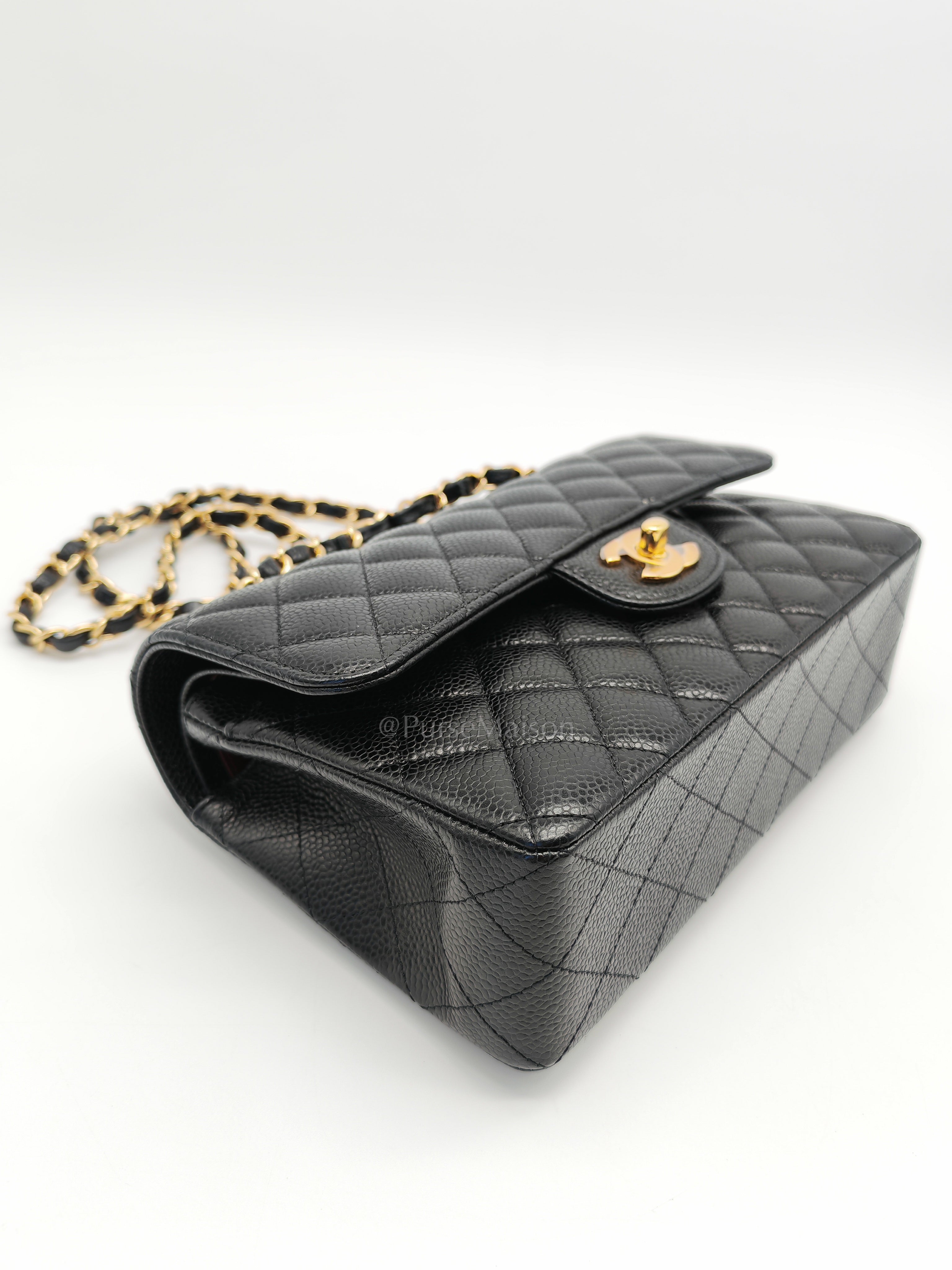 Classic Double Flap Small Black Caviar Leather in Gold Hardware (Series 31)
