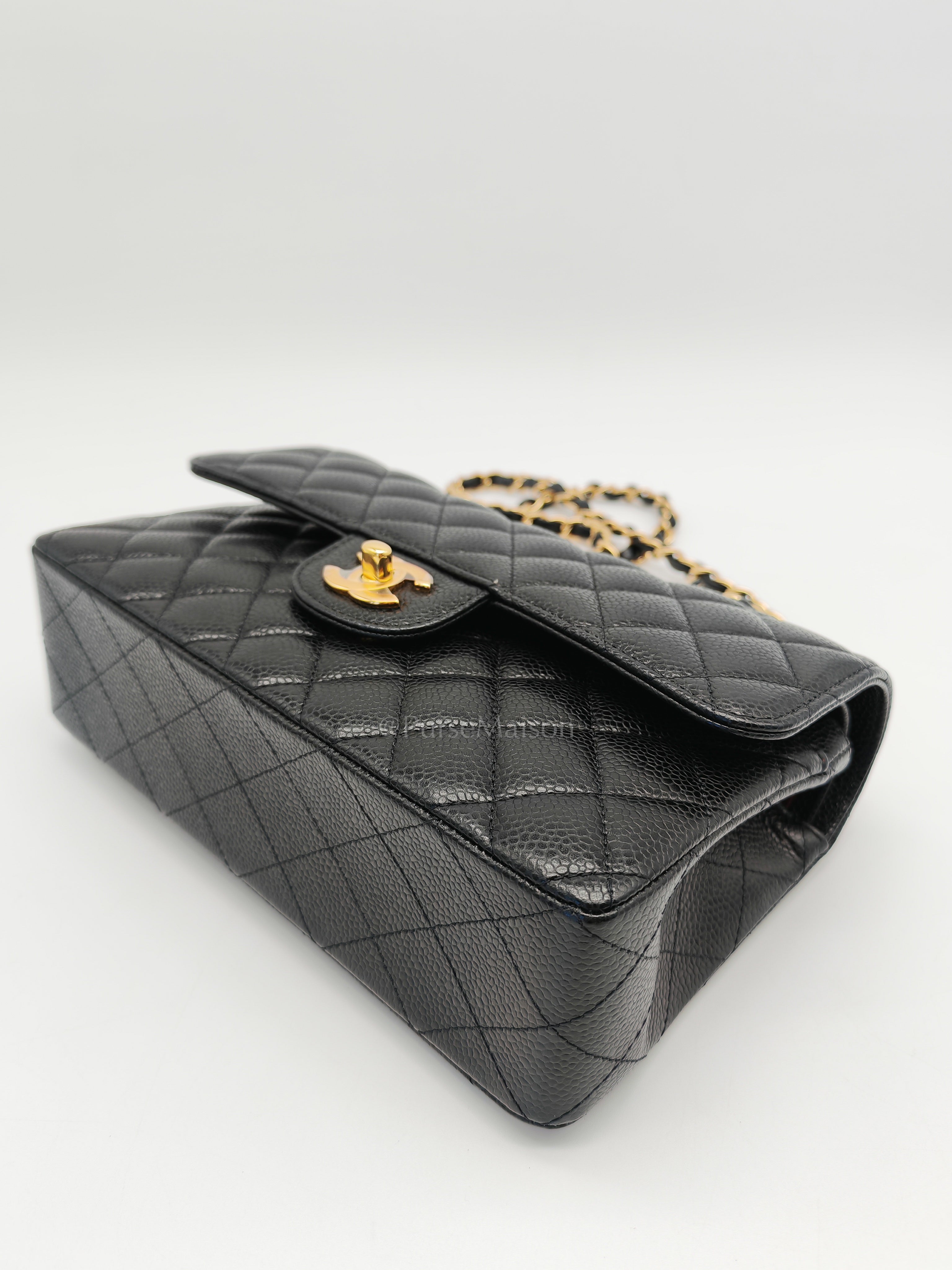 Classic Double Flap Small Black Caviar Leather in Gold Hardware (Series 31)