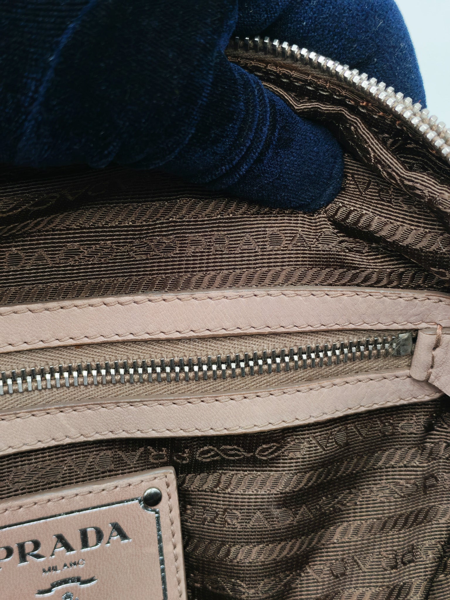 Nappa Graufre Satchel Bag in Cameo Leather & Silver Hardware