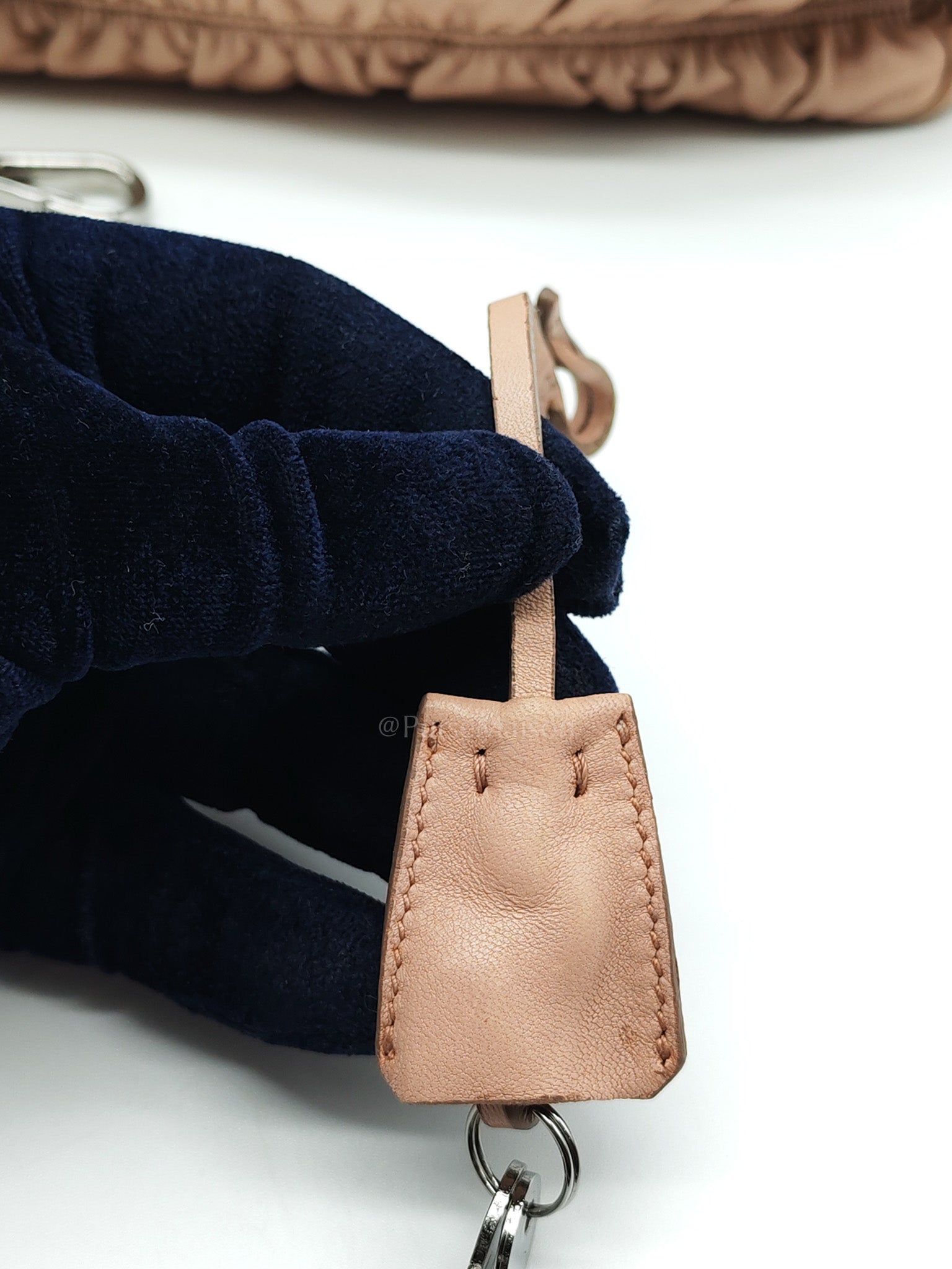 Nappa Graufre Satchel Bag in Cameo Leather & Silver Hardware