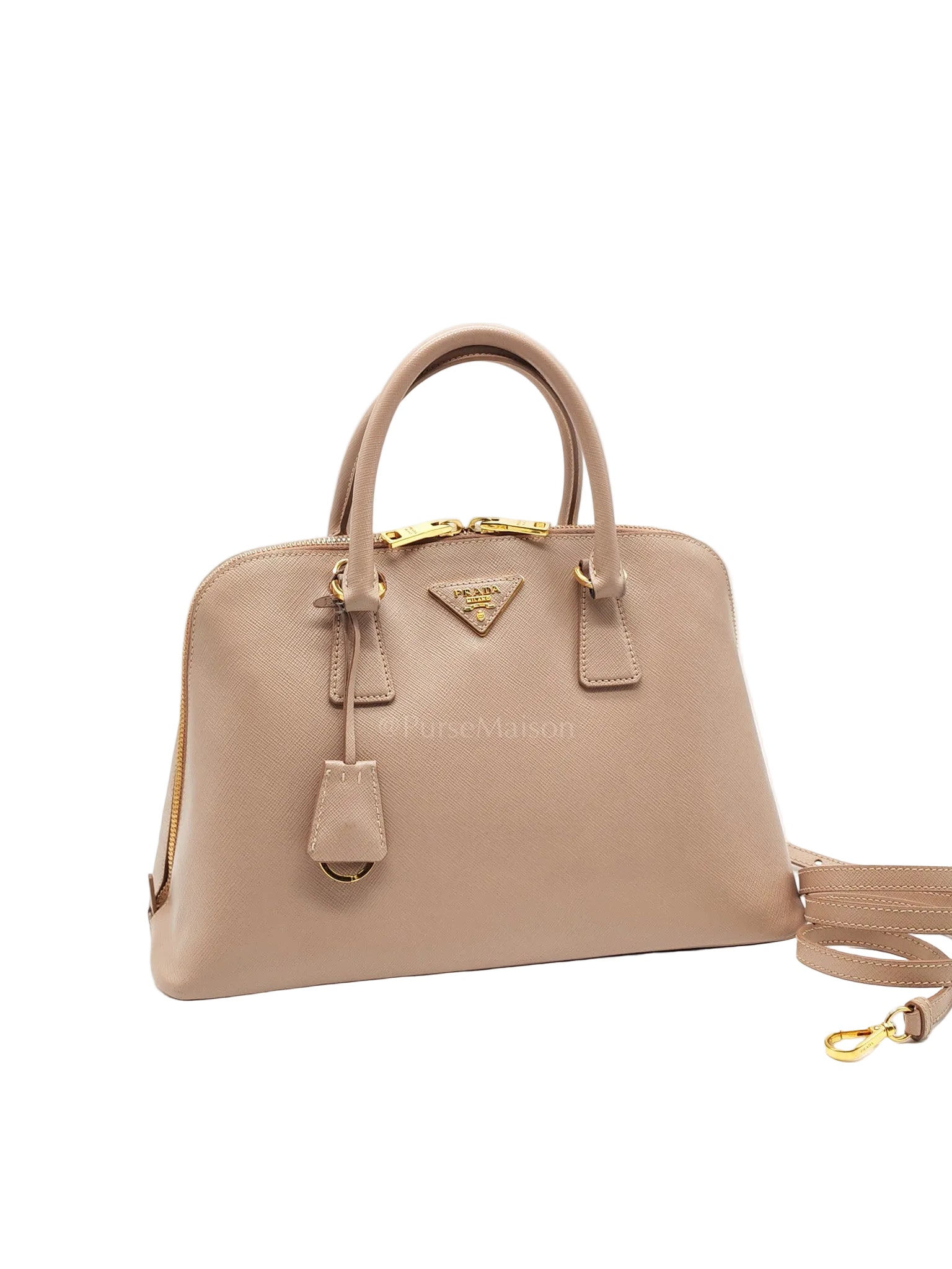 Promenade Bag Medium in Beige Saffiano Lux Leather