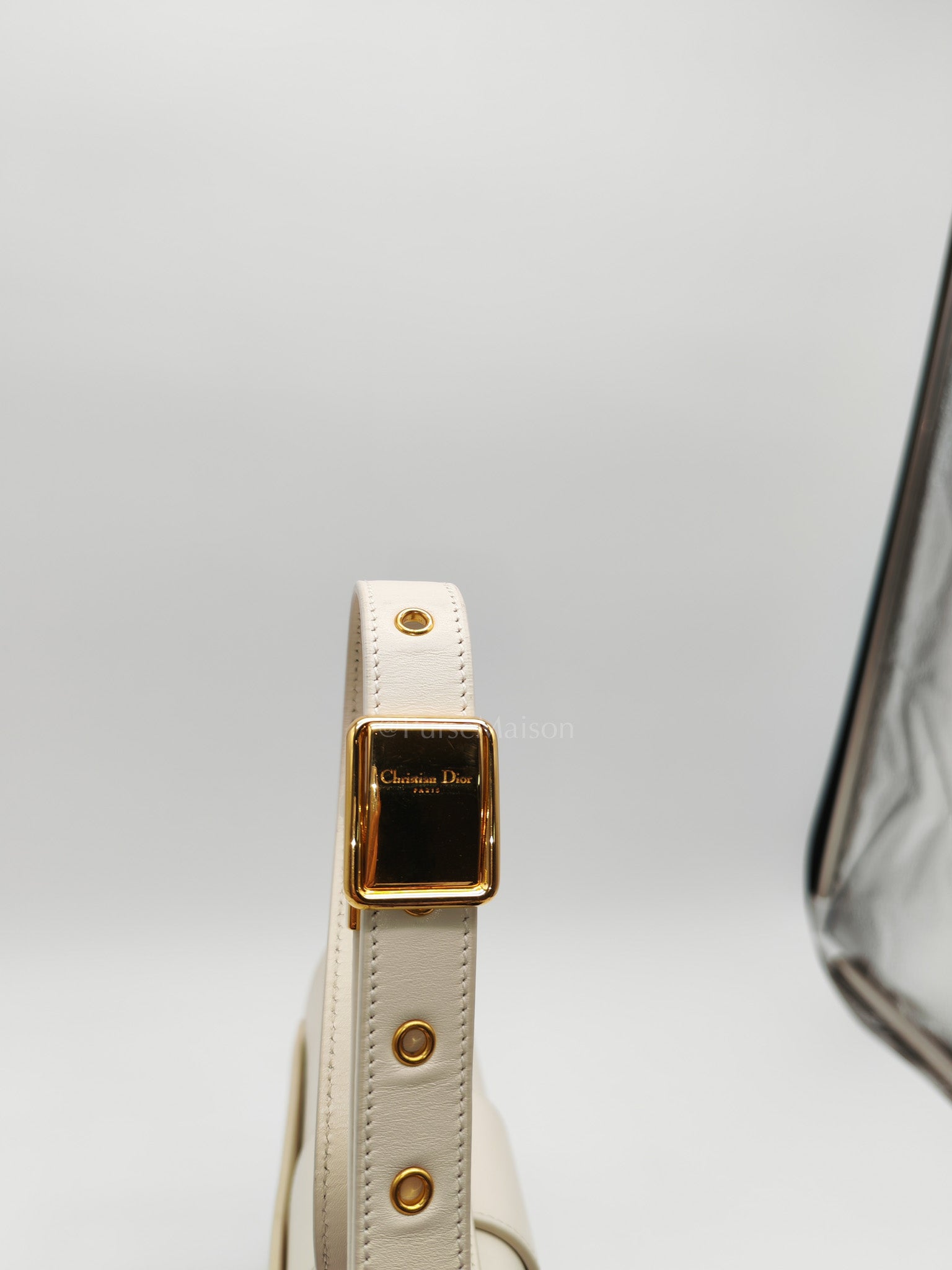 Montaigne in Medium White Calfskin Leather Crossbody Bag
