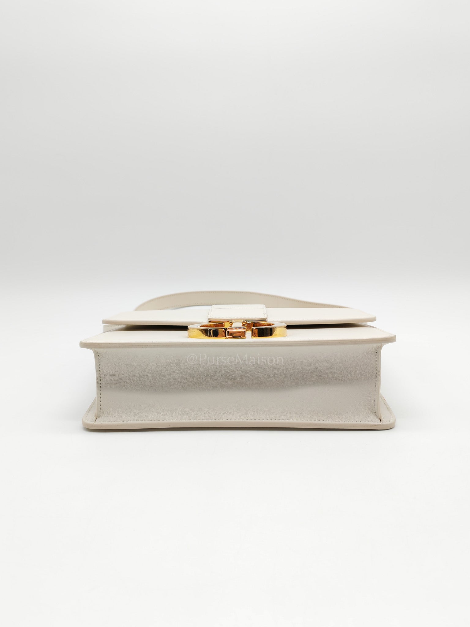Montaigne in Medium White Calfskin Leather Crossbody Bag