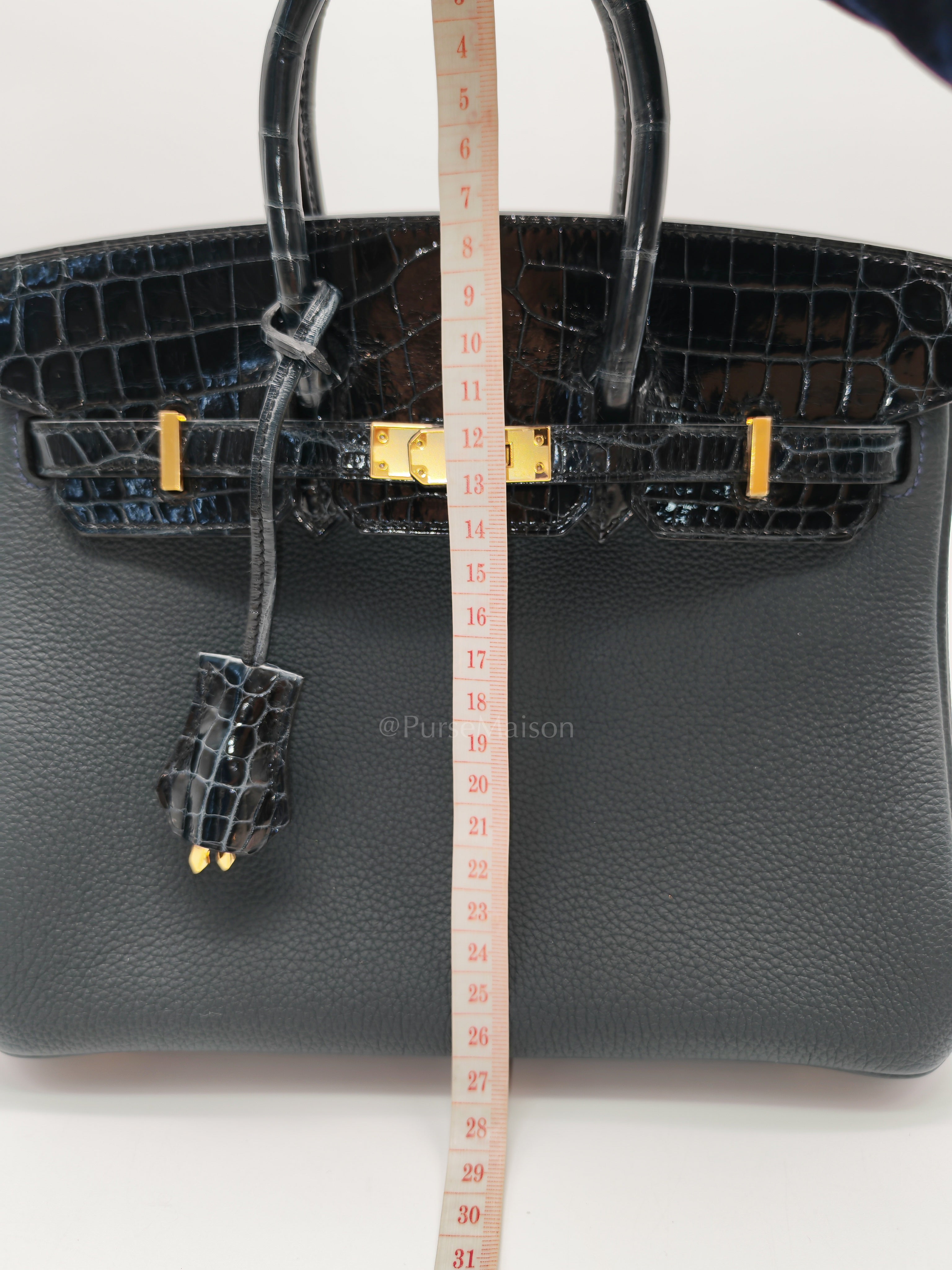 Birkin 25 Vert Rousseau Togo Leather & Croc Touch Gold Hardware Stamp Y(2020)