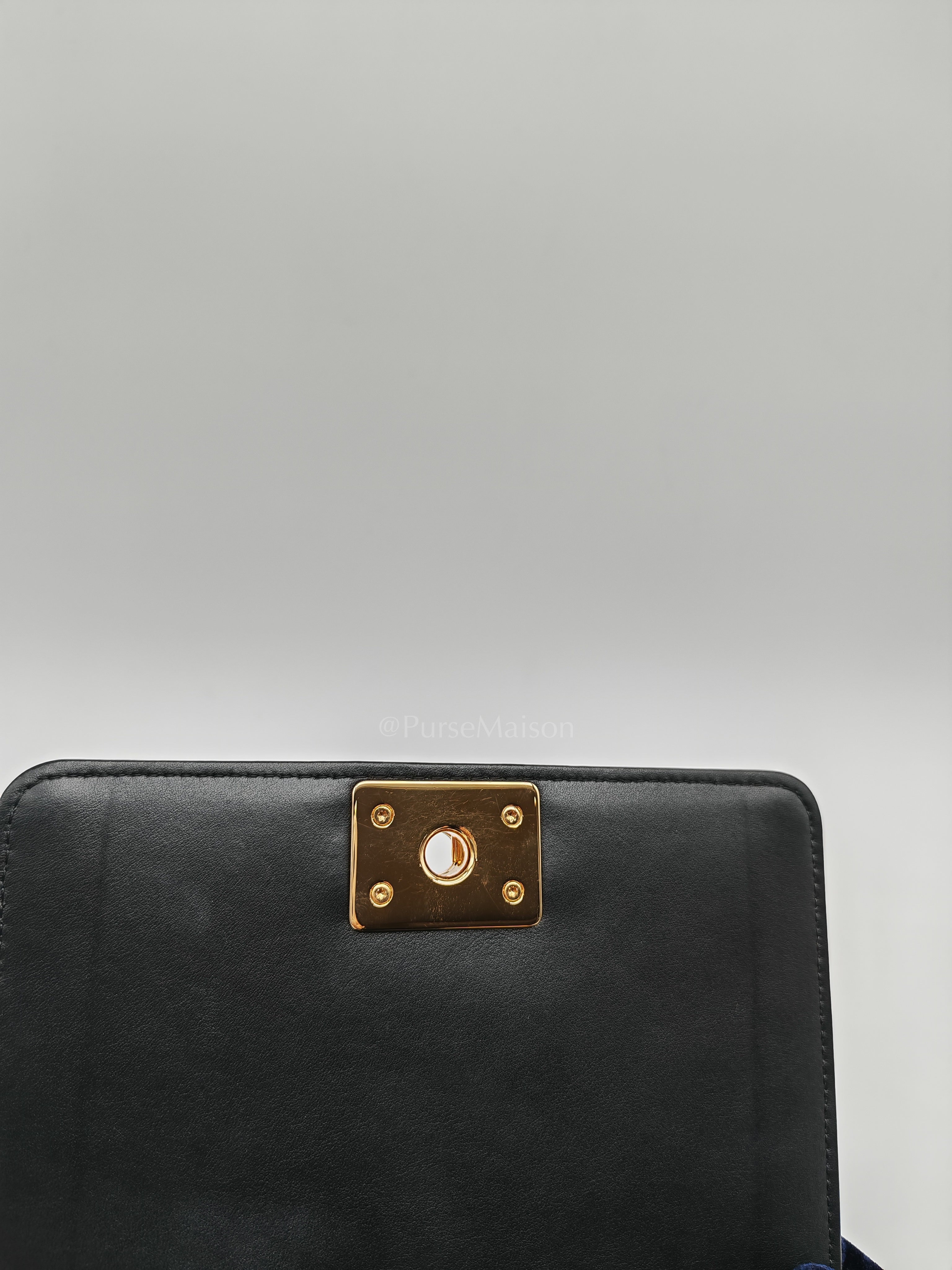Boy North South Bag in Black Lambskin Leather & Gold Hardware Series 28