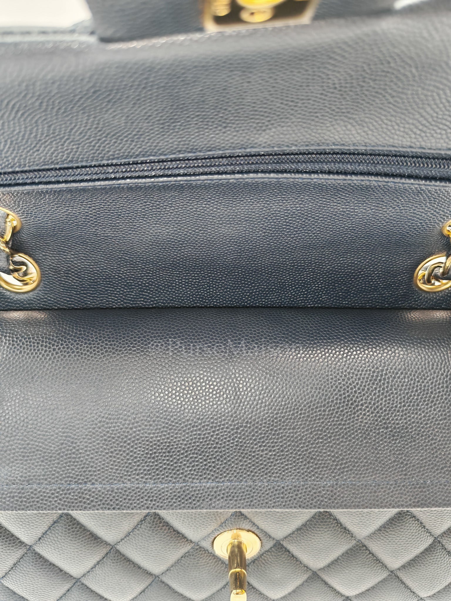 Classic Double Flap Small in Navy Blue Caviar Leather in Gold Hardware (Series 26)