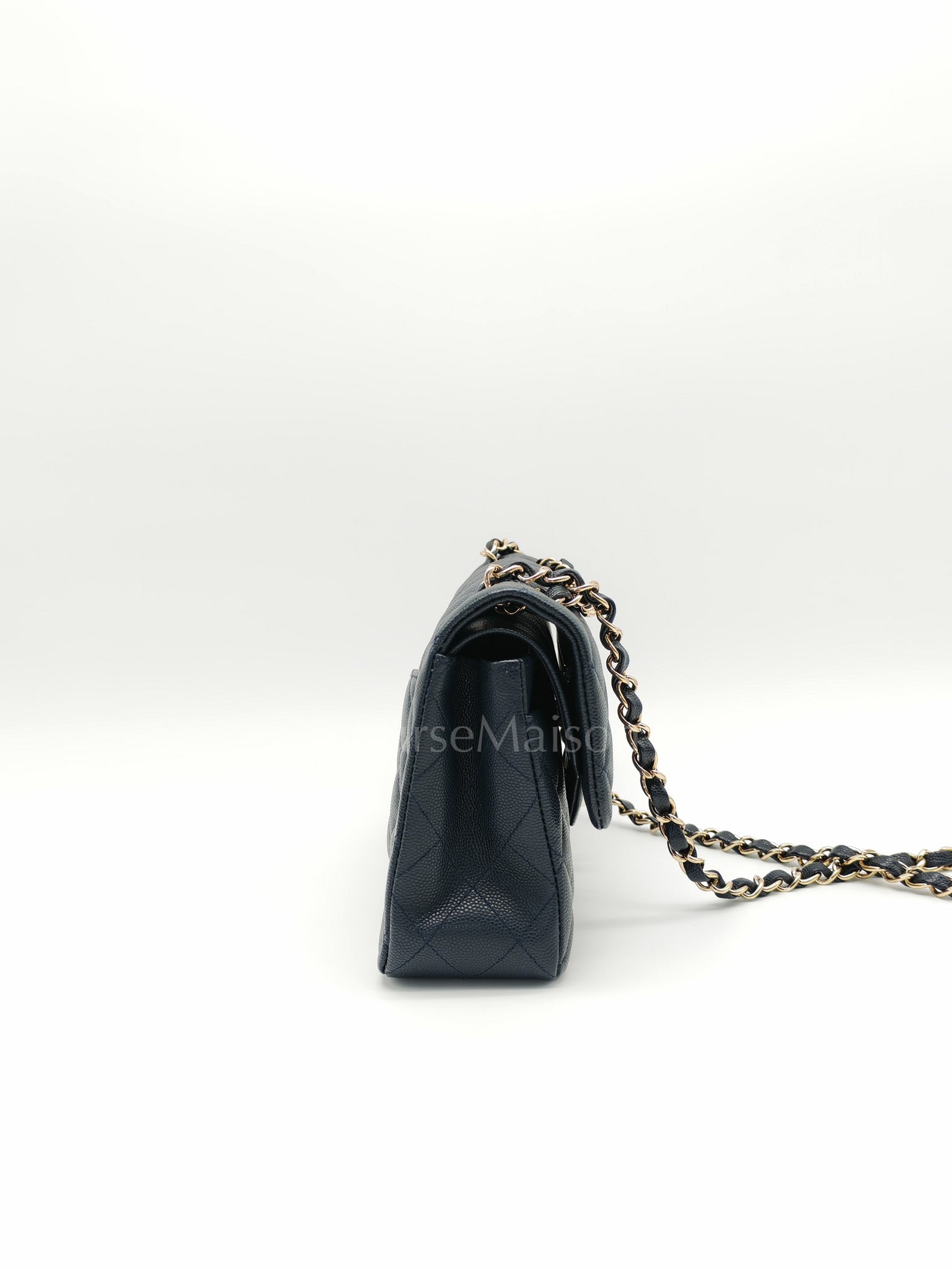 Classic Double Flap Small in Navy Blue Caviar Leather in Gold Hardware (Series 26)