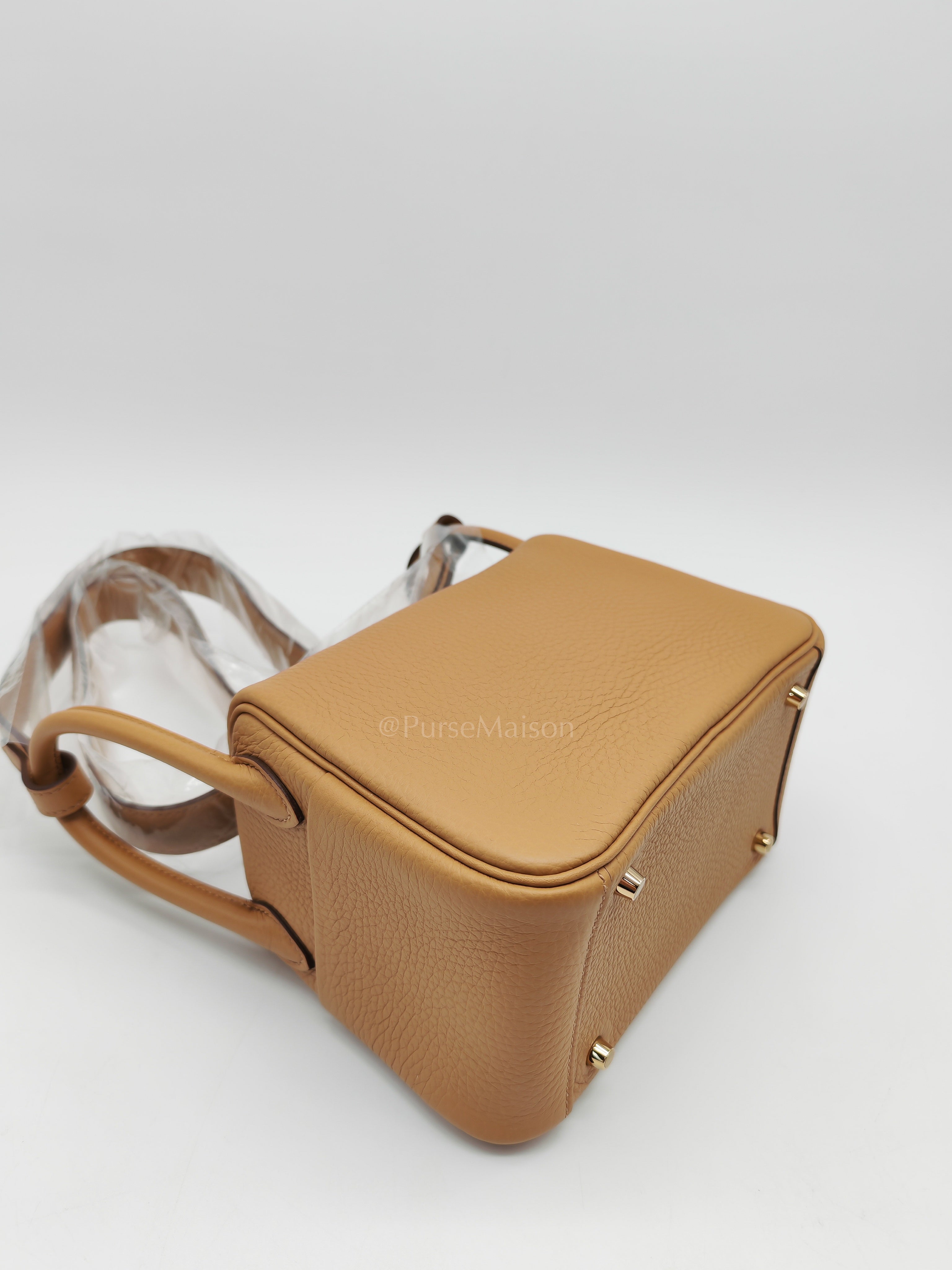 Mini Lindy Biscuit In Clemence Leather and Gold Hardware Stamp K (2025)