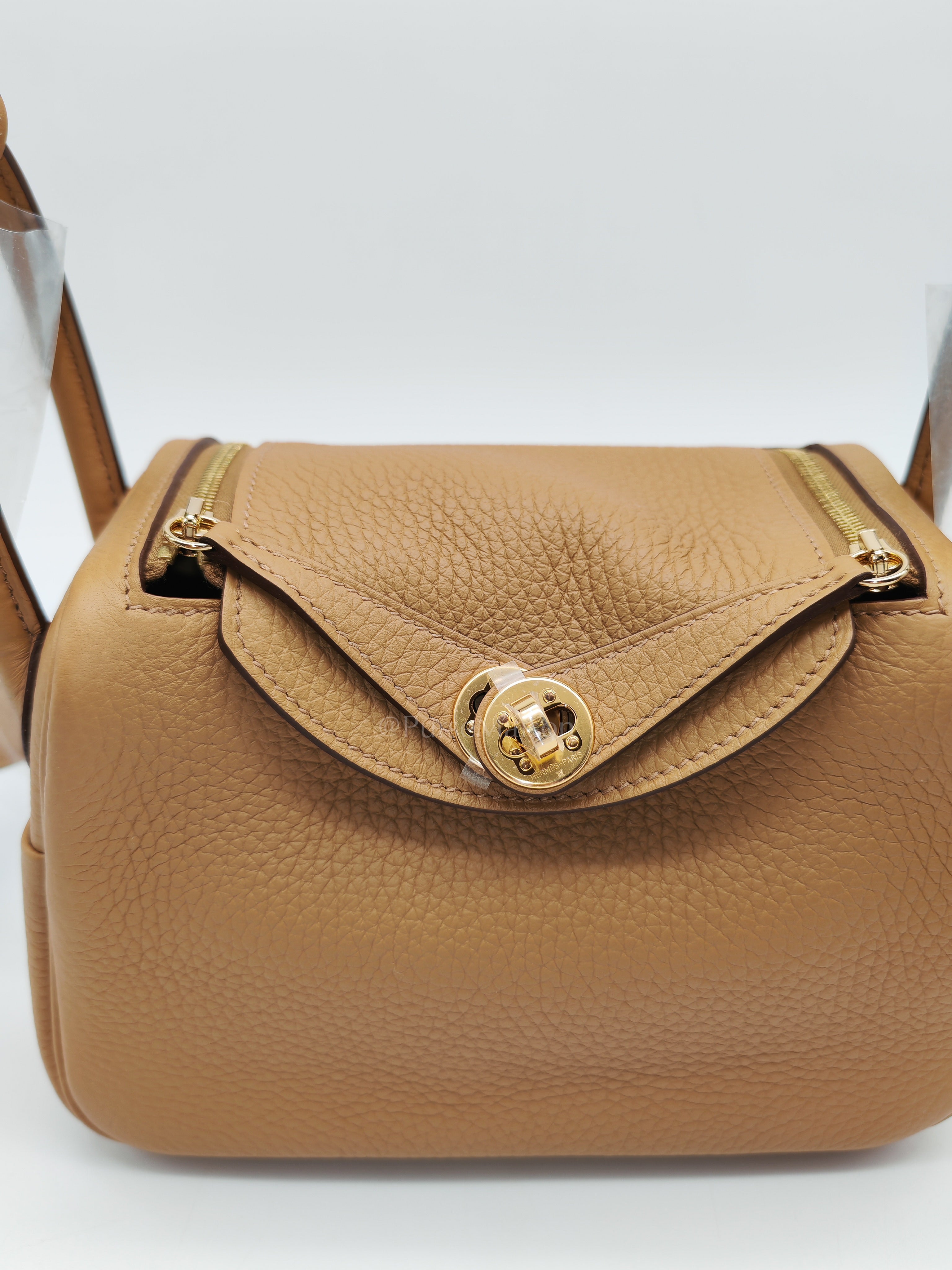Mini Lindy Biscuit In Clemence Leather and Gold Hardware Stamp K (2025)