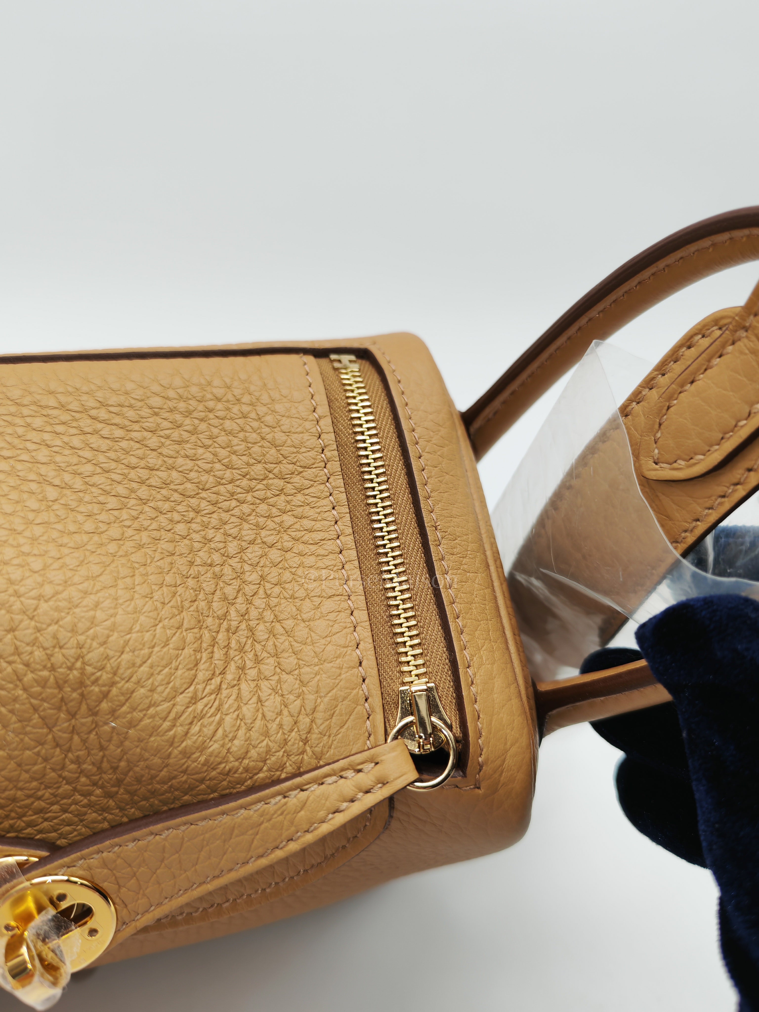 Mini Lindy Biscuit In Clemence Leather and Gold Hardware Stamp K (2025)