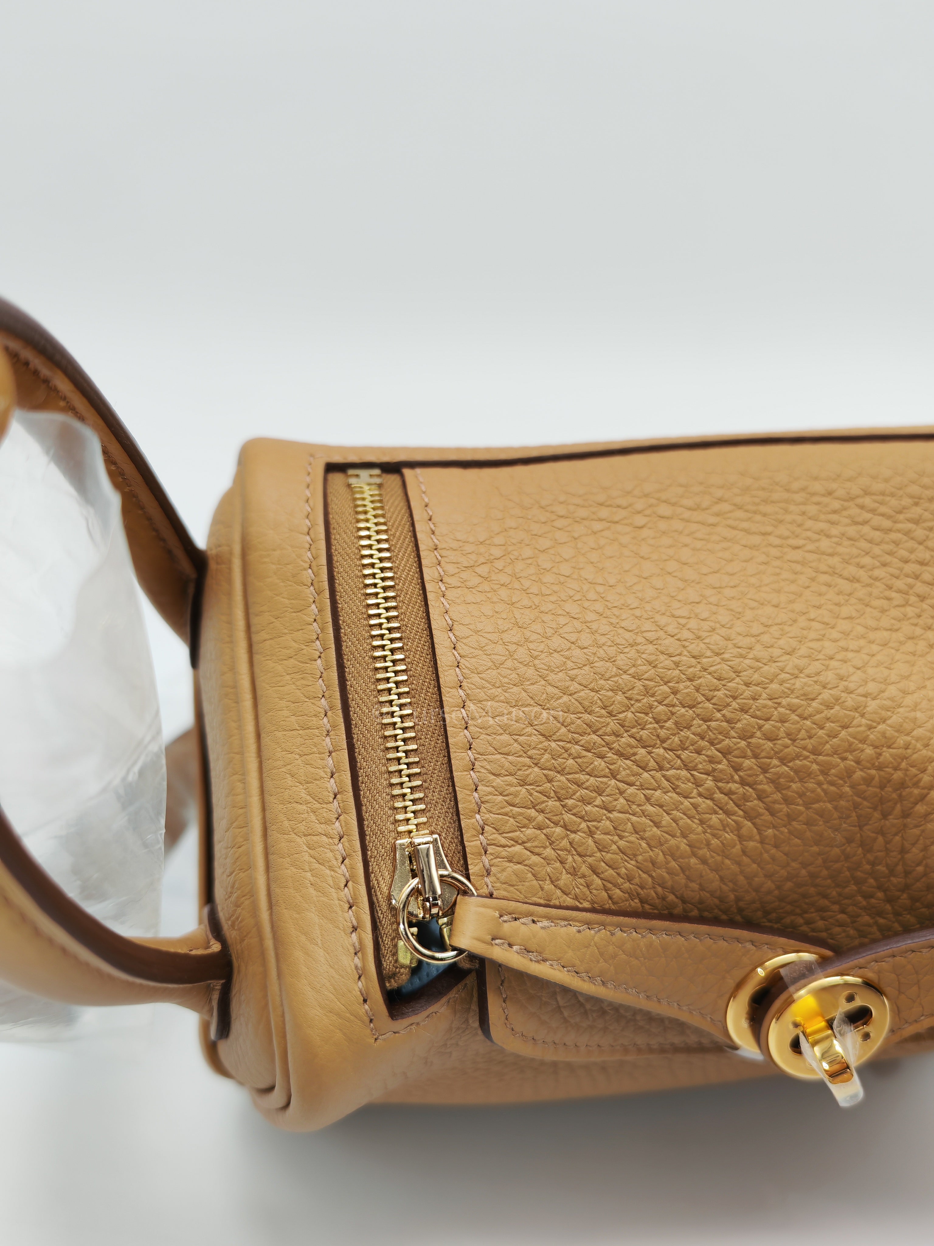 Mini Lindy Biscuit In Clemence Leather and Gold Hardware Stamp K (2025)