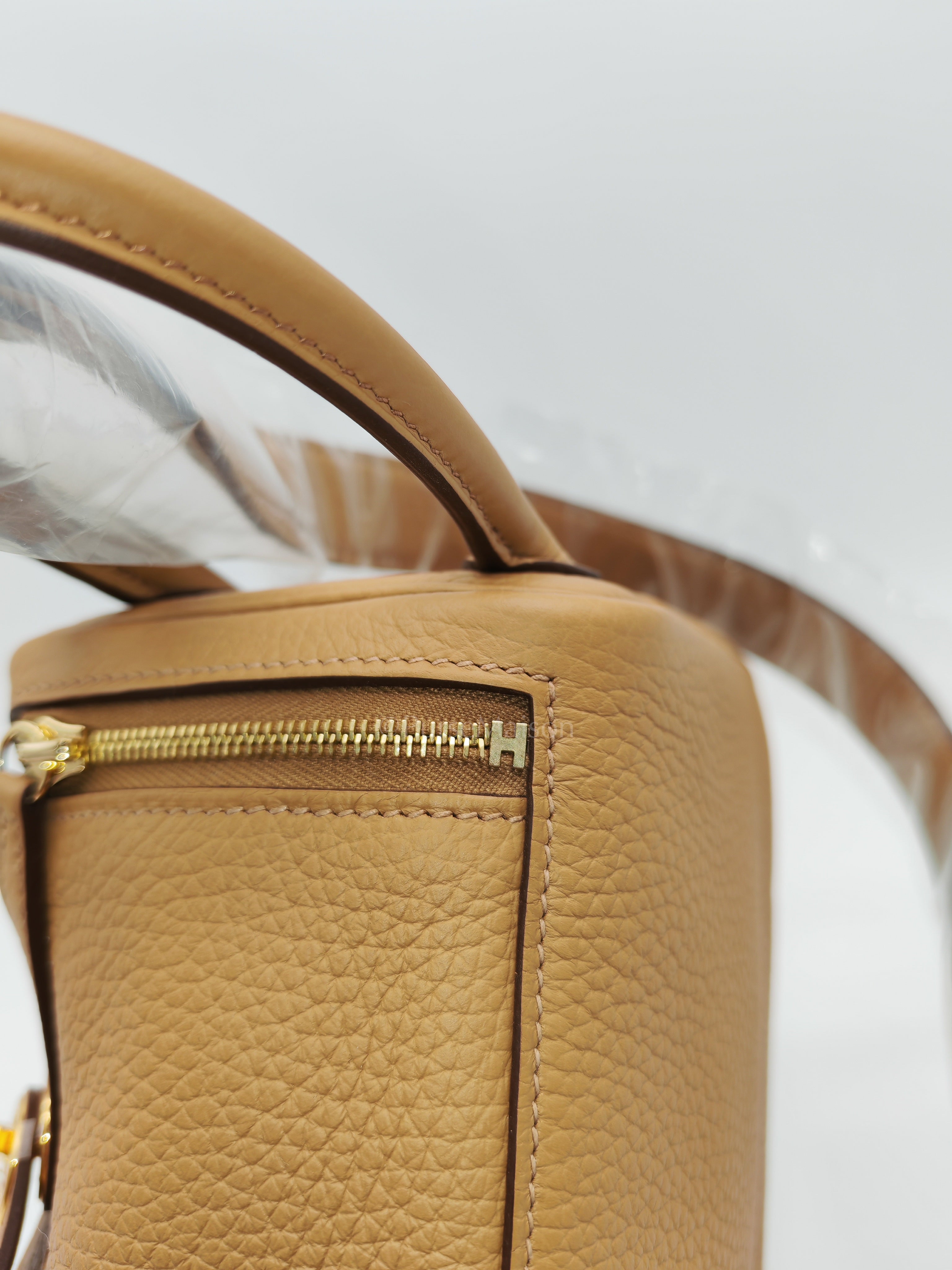 Mini Lindy Biscuit In Clemence Leather and Gold Hardware Stamp K (2025)