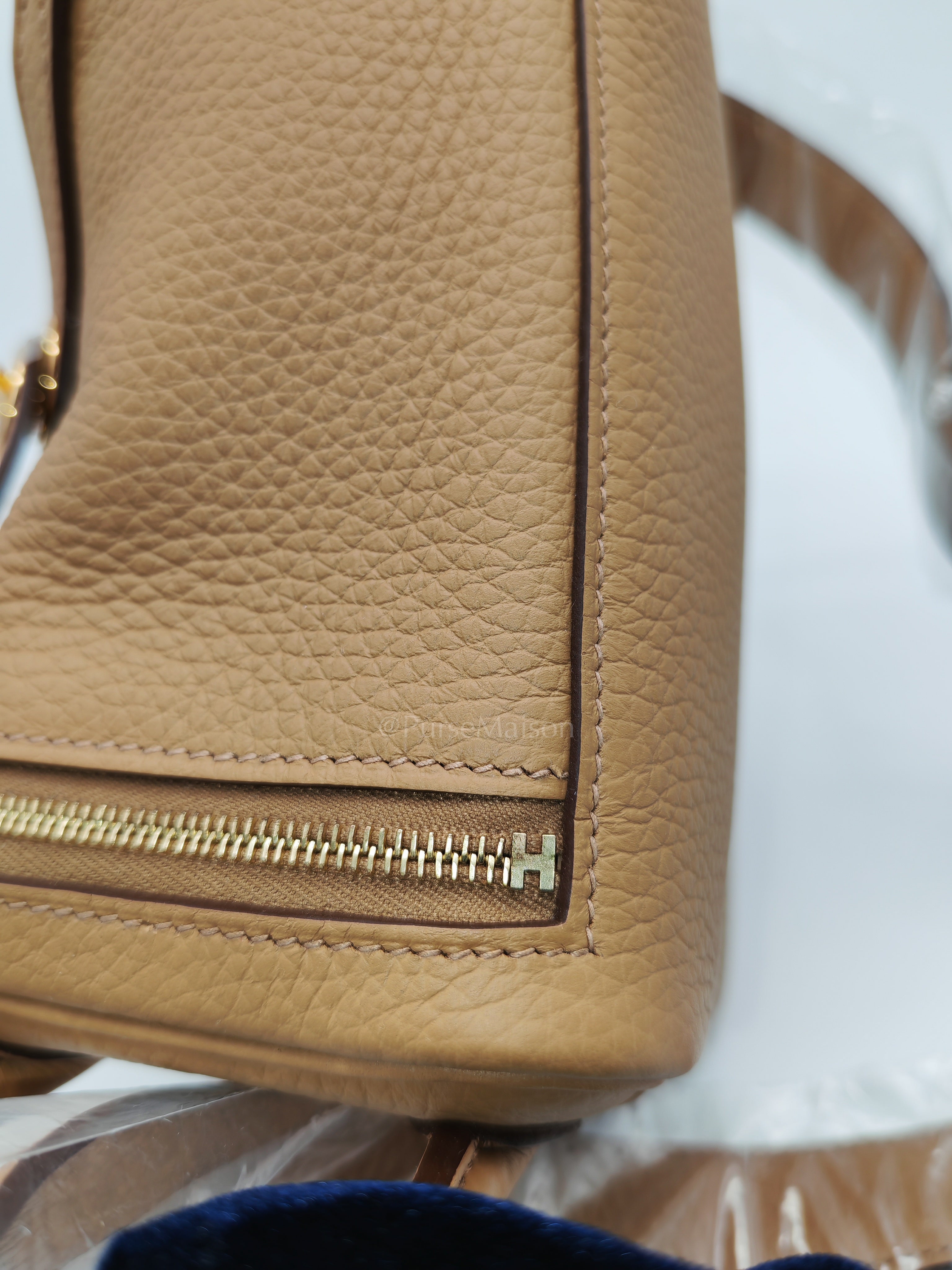 Mini Lindy Biscuit In Clemence Leather and Gold Hardware Stamp K (2025)