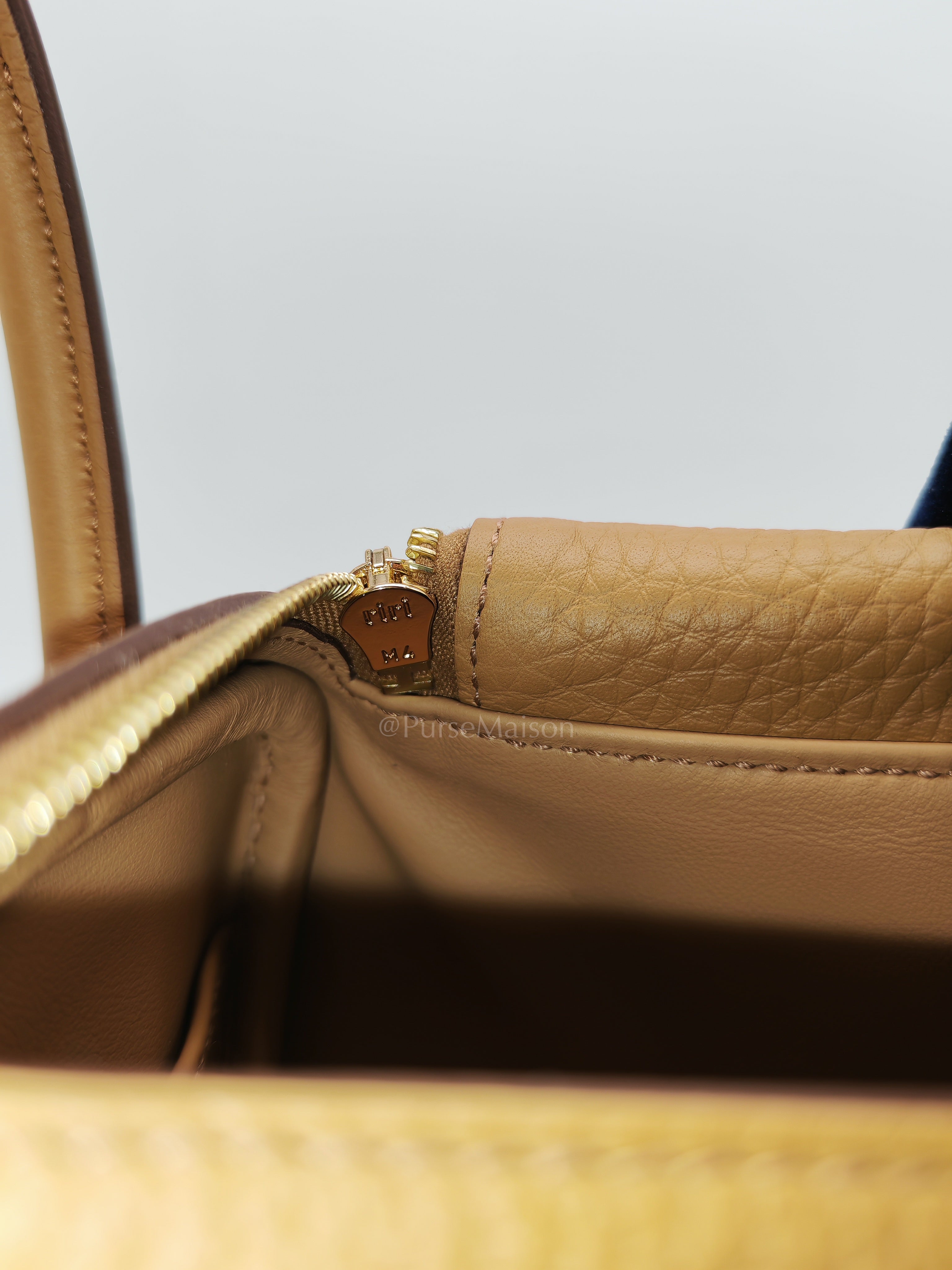 Mini Lindy Biscuit In Clemence Leather and Gold Hardware Stamp K (2025)