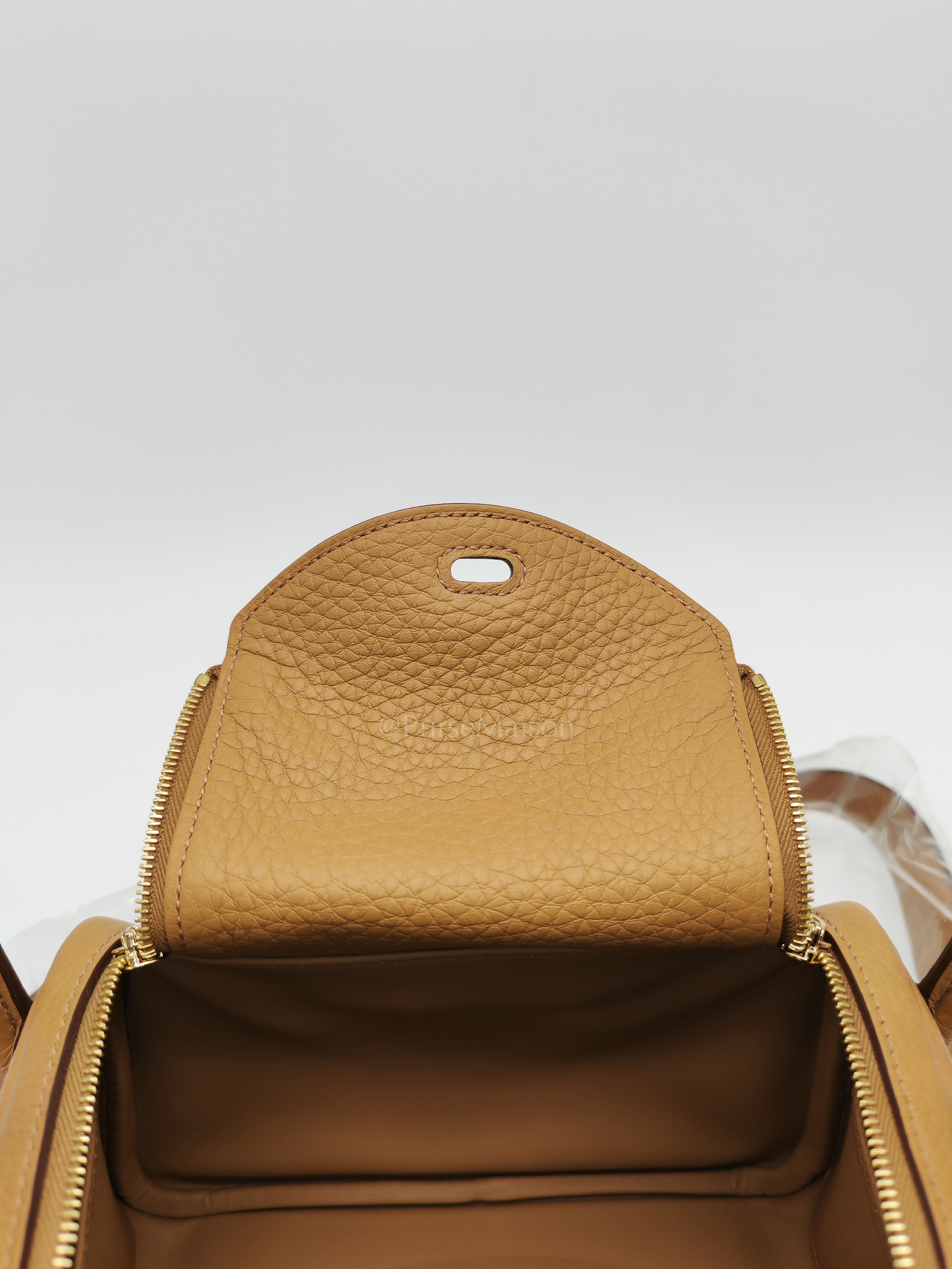 Mini Lindy Biscuit In Clemence Leather and Gold Hardware Stamp K (2025)