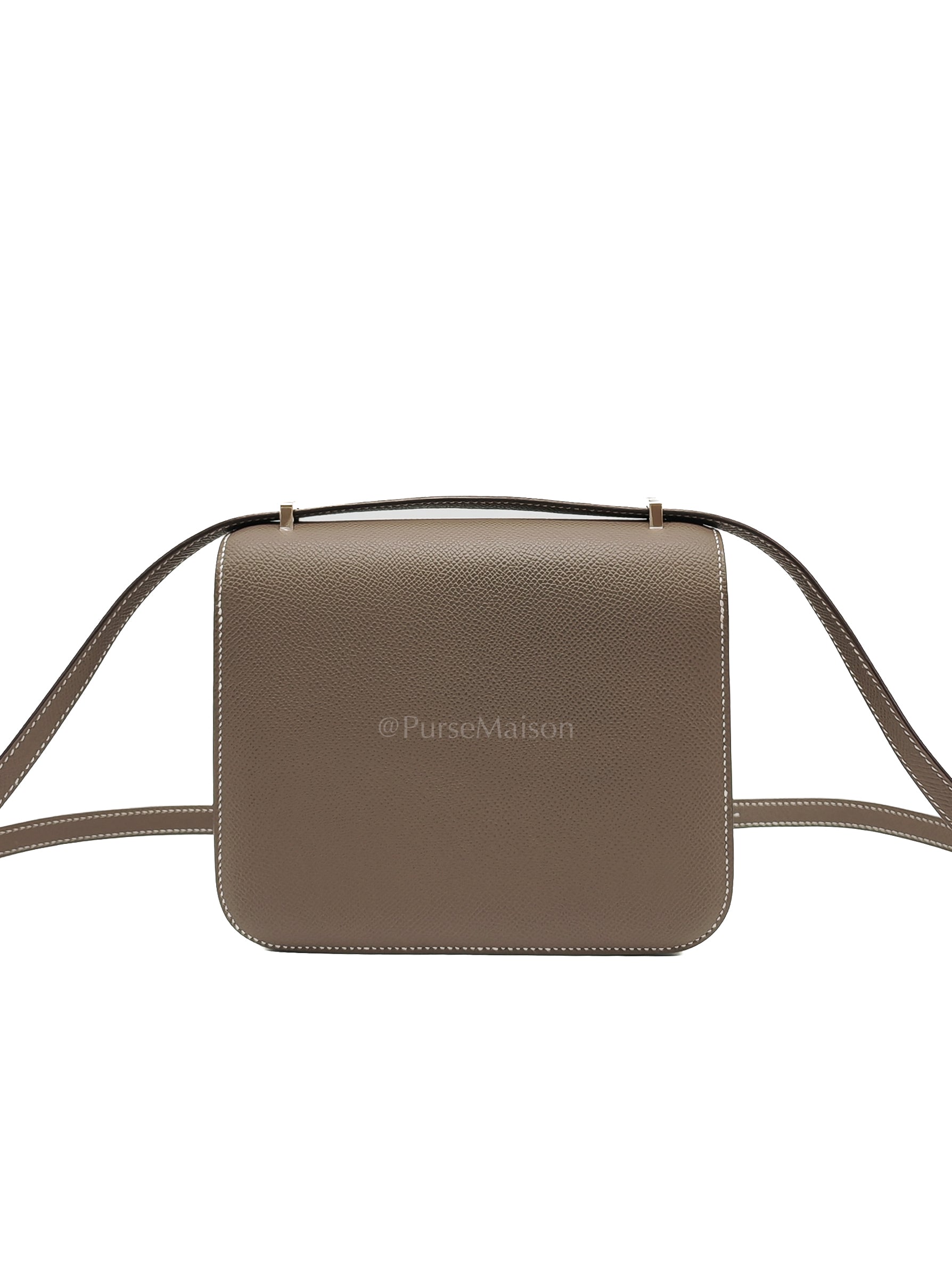 Constance 18 Etoupe in Epsom Leather and Brushed Gold Hardware Stamp K (2025)