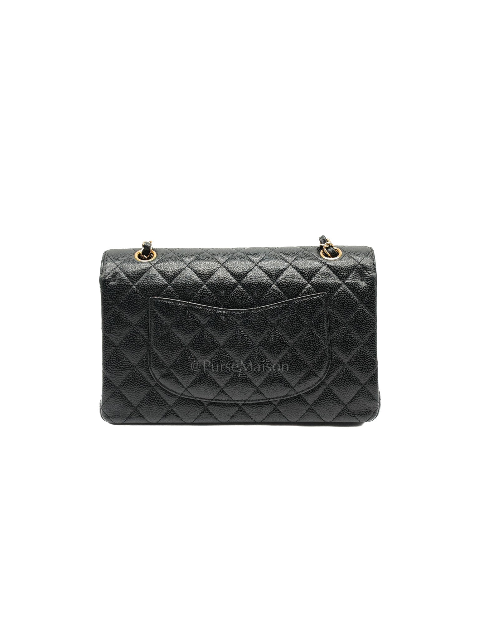 Classic Double Flap Medium in Black Quilted Caviar Leather & Gold Hardware Series 20