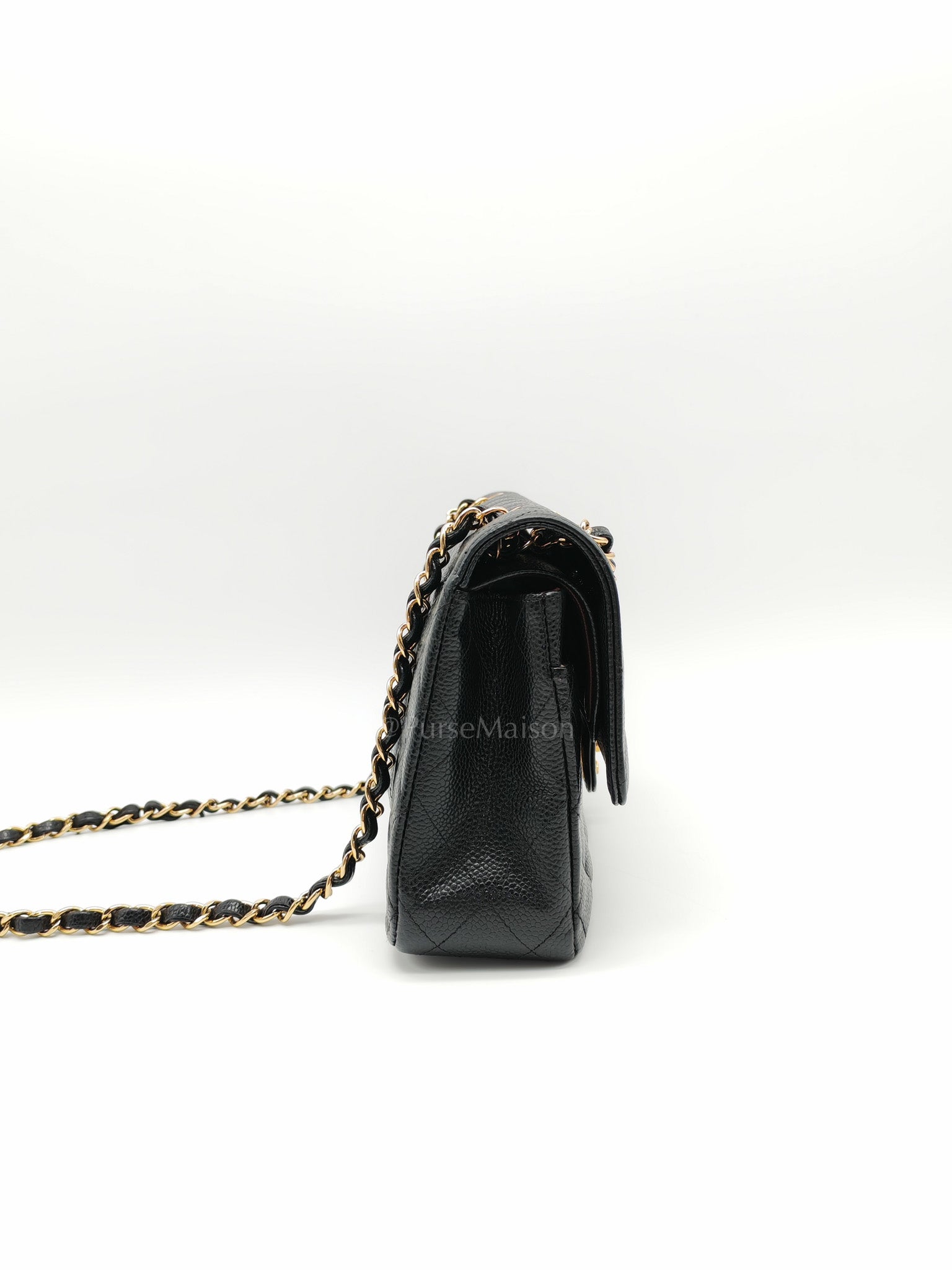 Classic Double Flap Medium in Black Quilted Caviar Leather & Gold Hardware Series 20