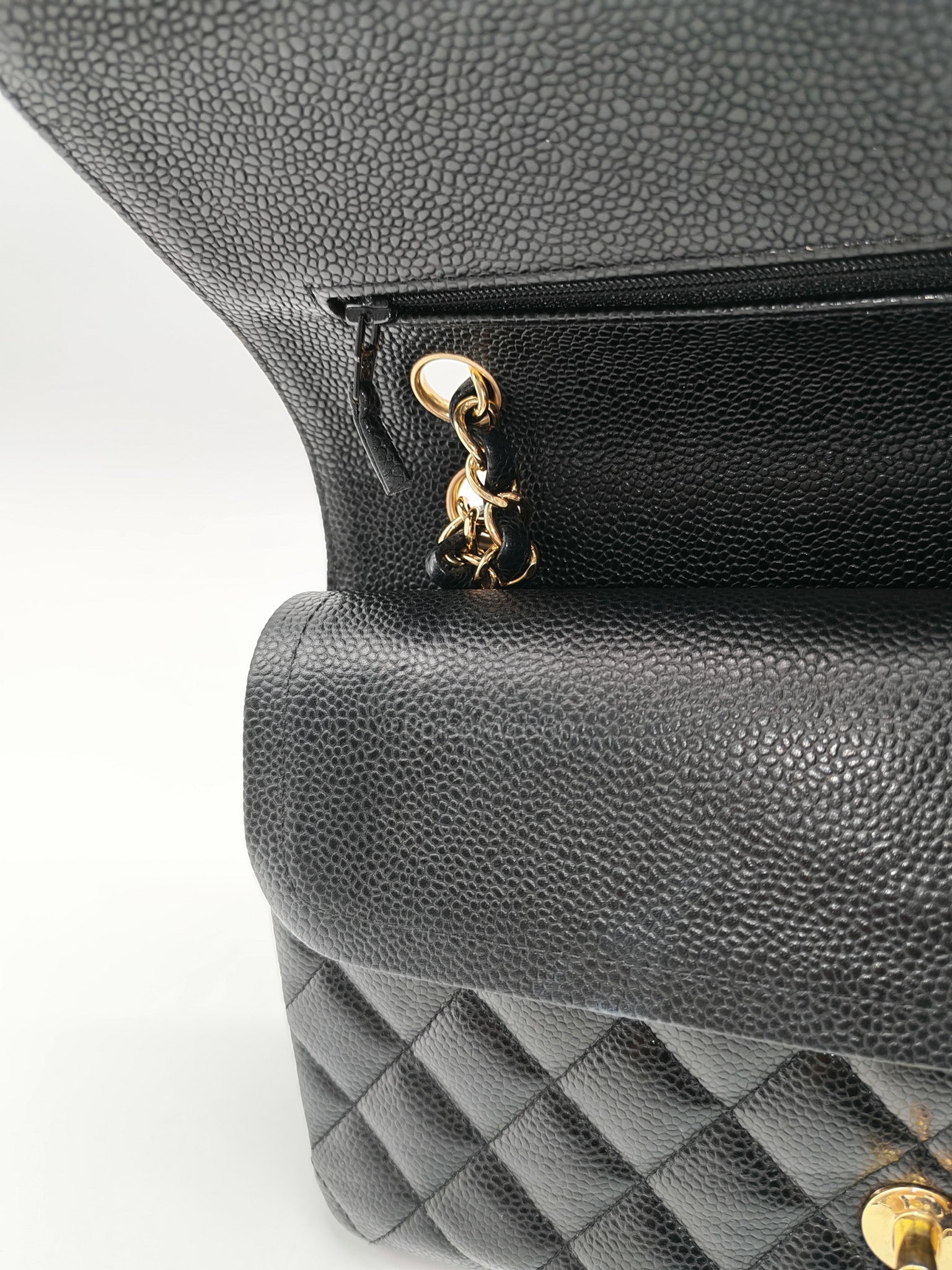 Classic Double Flap Medium in Black Quilted Caviar Leather & Gold Hardware Series 20