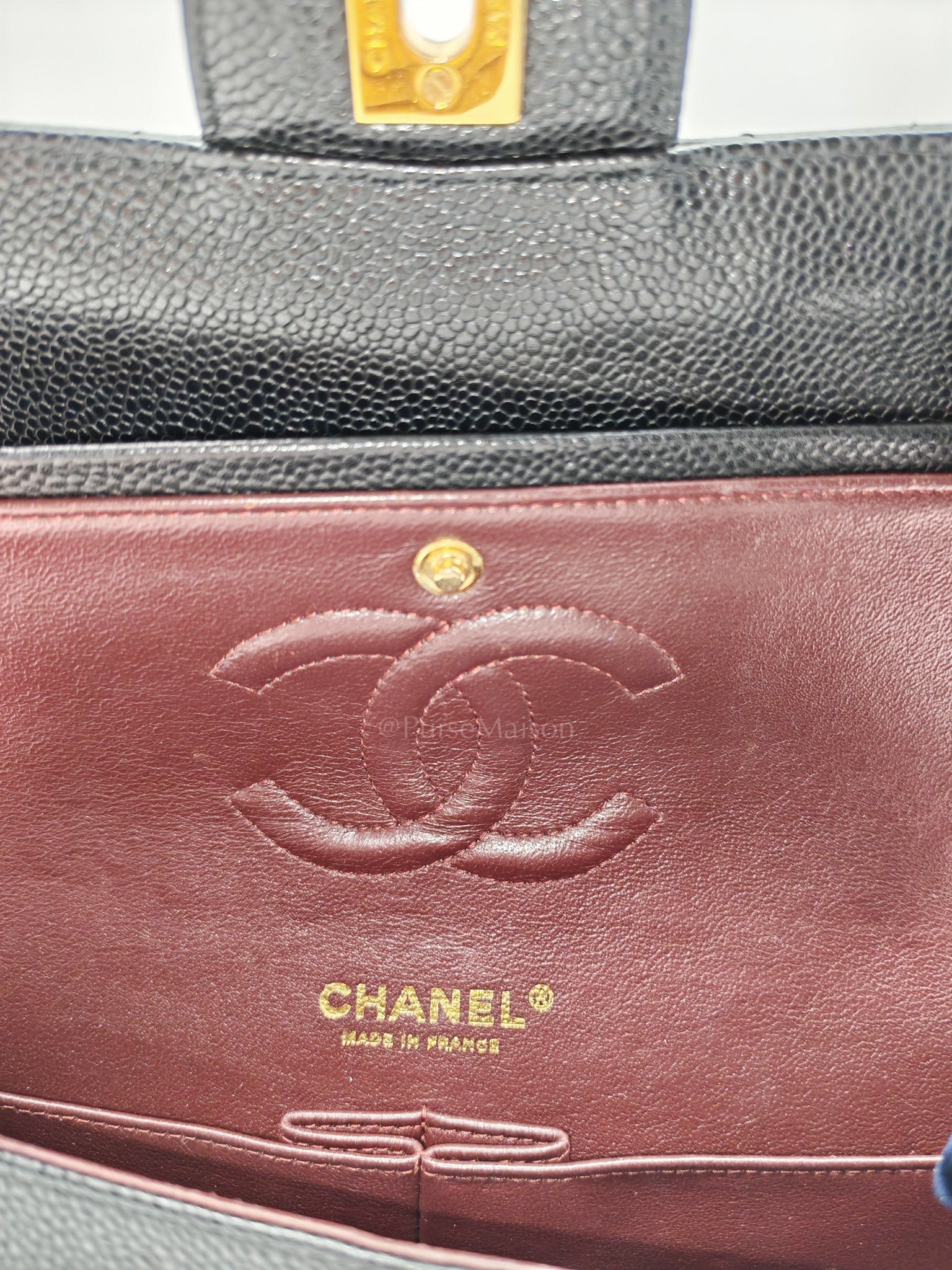 Classic Double Flap Medium in Black Quilted Caviar Leather & Gold Hardware Series 20