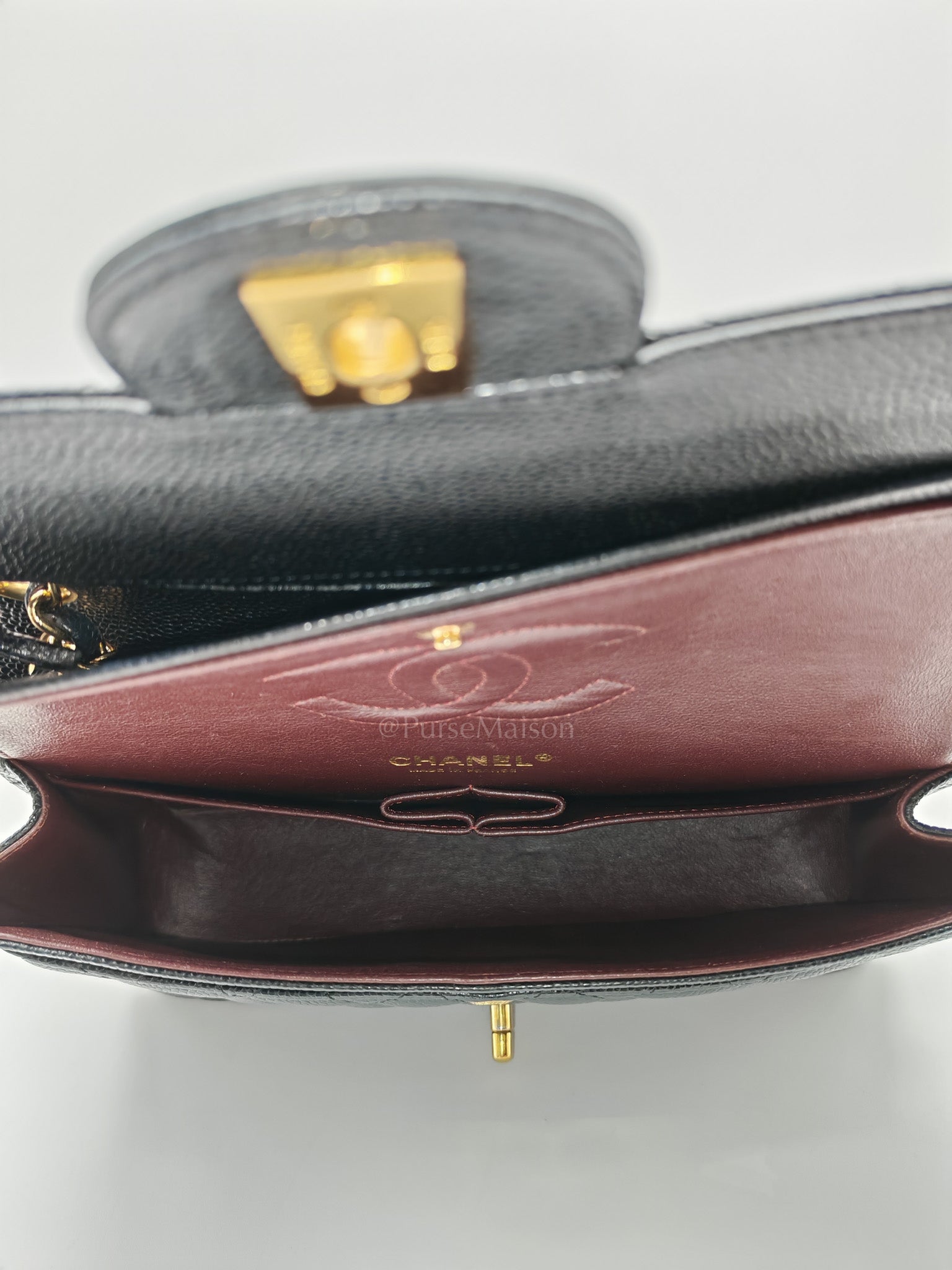 Classic Double Flap Medium in Black Quilted Caviar Leather & Gold Hardware Series 20