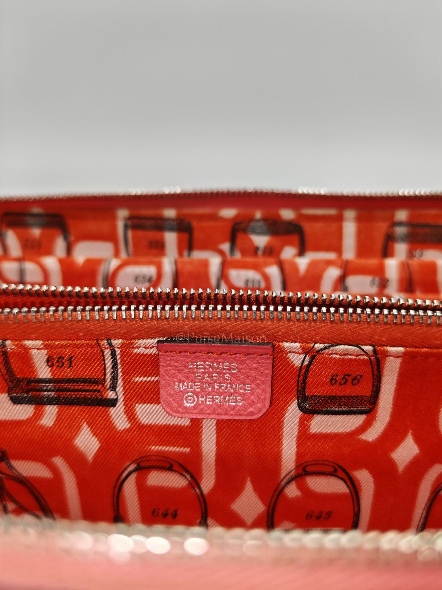 Azap Silk-In Long Wallet in Pink Epsom Leather & Palladium Hardware Stamp X (2016)