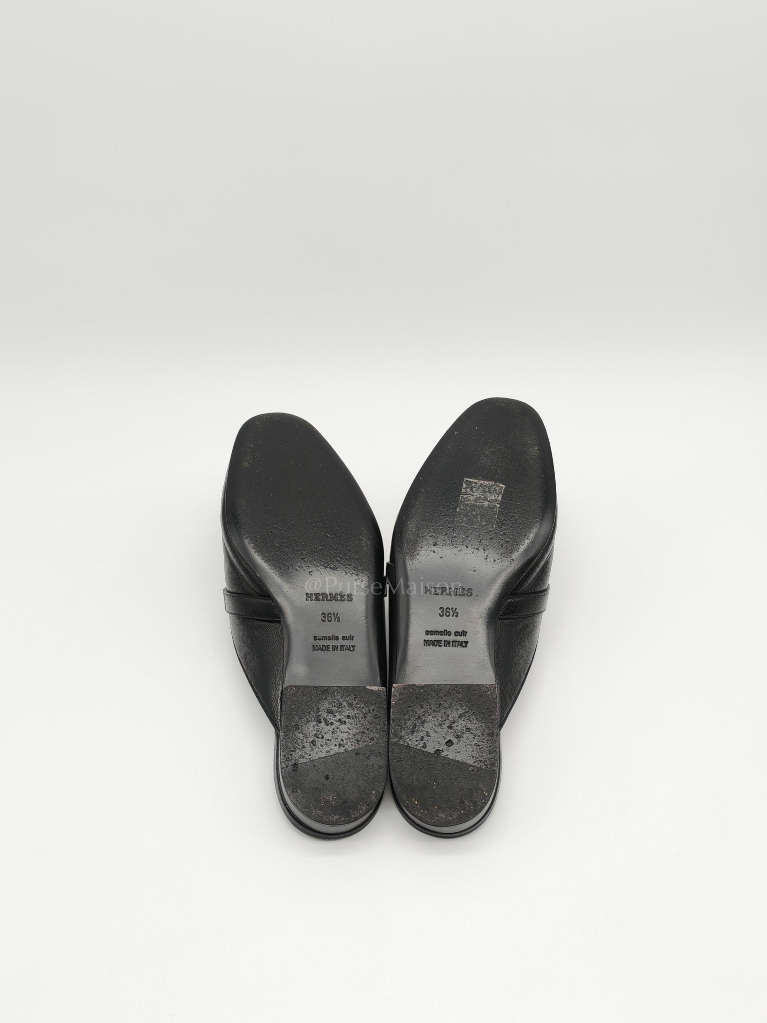 Oz Mules Black/Noir Goatskin Leather in Palladium Hardware Size 36.5 EU (24.5cm)