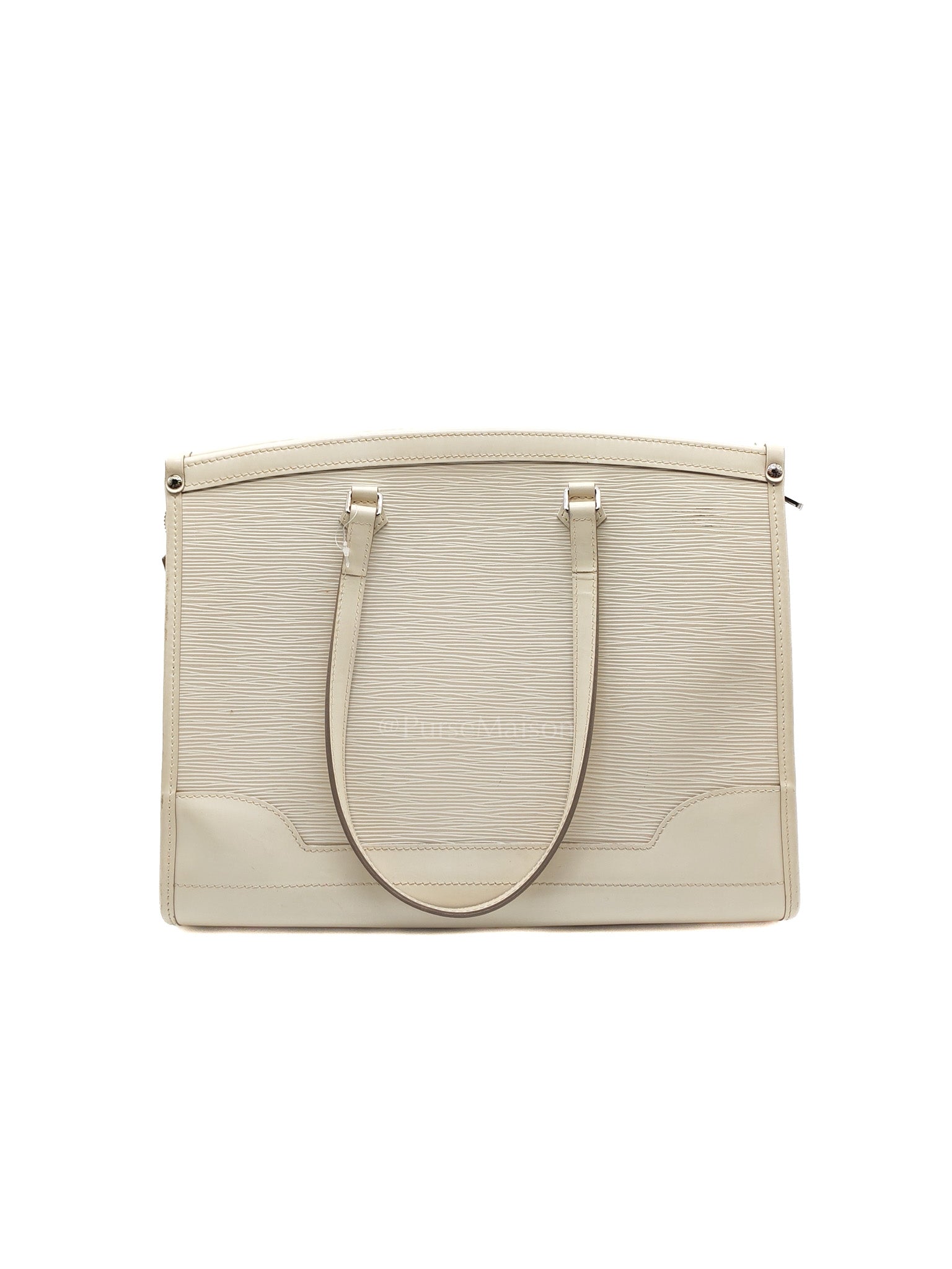 Medeleine GM Bag in White Epi Leather & Silver Hardware (Datecode: AR1099)