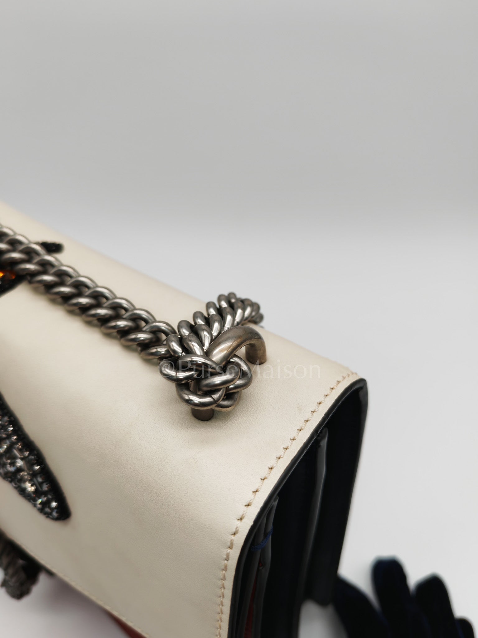 Dionysus Medium Shoulder Bag in Tricolor Prominent Embroidered Bee and Ruthenium Hardware