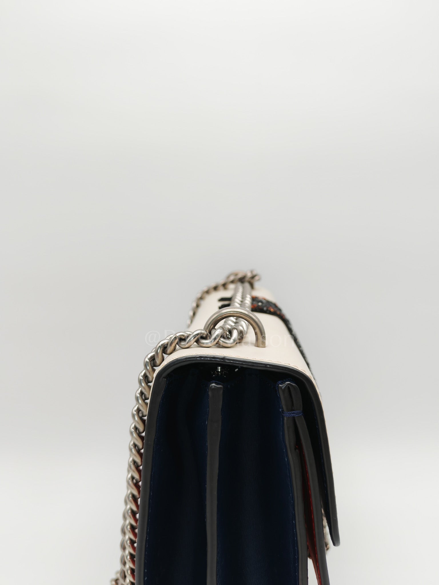 Dionysus Medium Shoulder Bag in Tricolor Prominent Embroidered Bee and Ruthenium Hardware