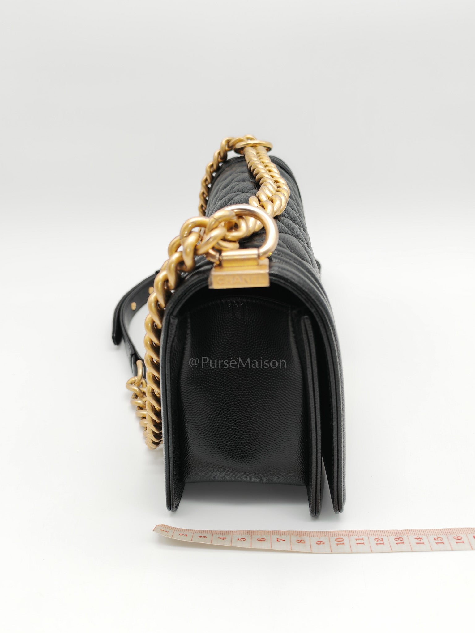 Le Boy Old Medium in Black Quilted Caviar Leather & Aged Gold Hardware Series 28