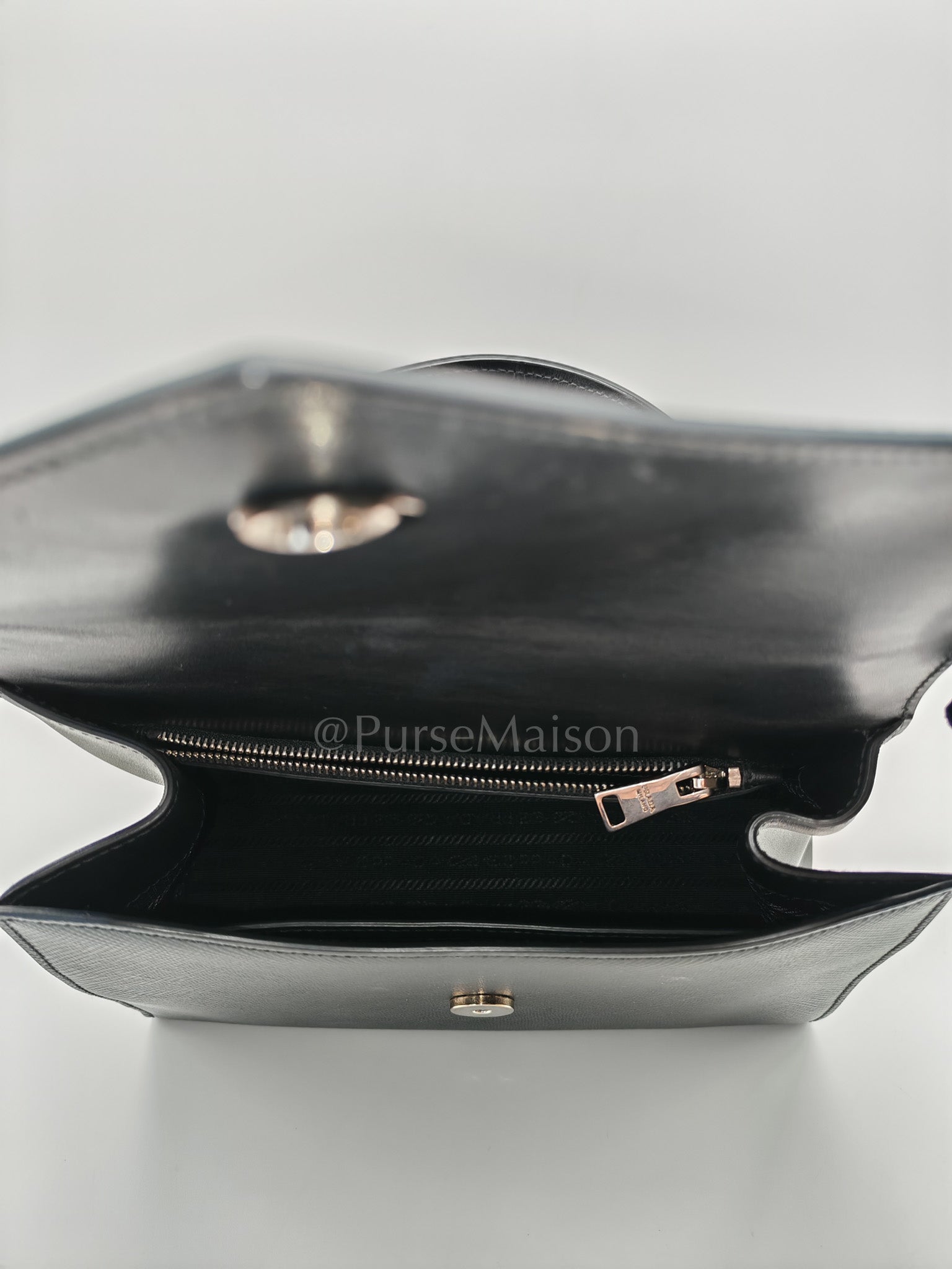 Cuir Monochrome Envelope Flap Shoulder Bag in Black Calfskin Leather & Ruthenium Hardware