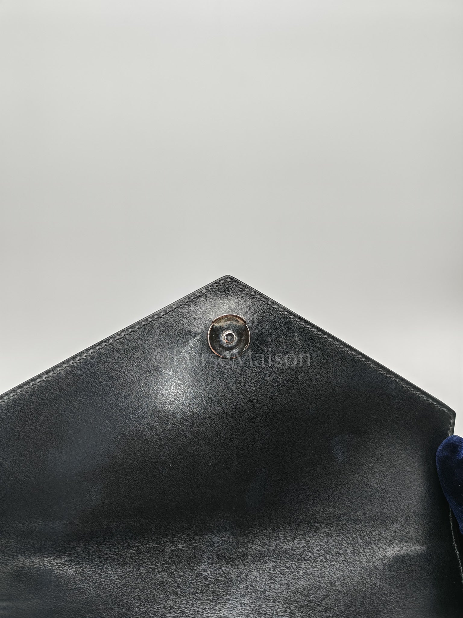 Cuir Monochrome Envelope Flap Shoulder Bag in Black Calfskin Leather & Ruthenium Hardware