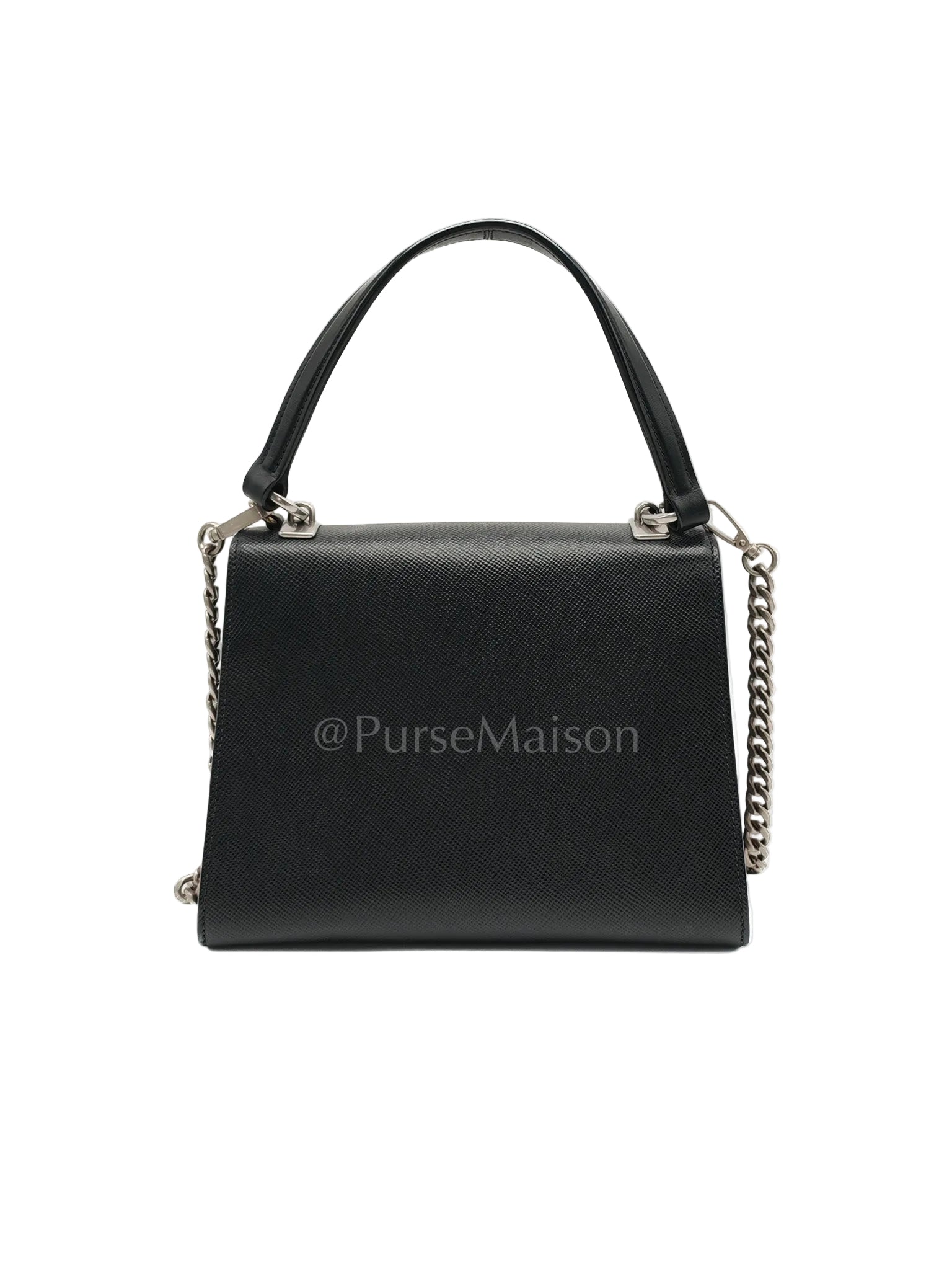 Cuir Monochrome Envelope Flap Shoulder Bag in Black Calfskin Leather & Ruthenium Hardware