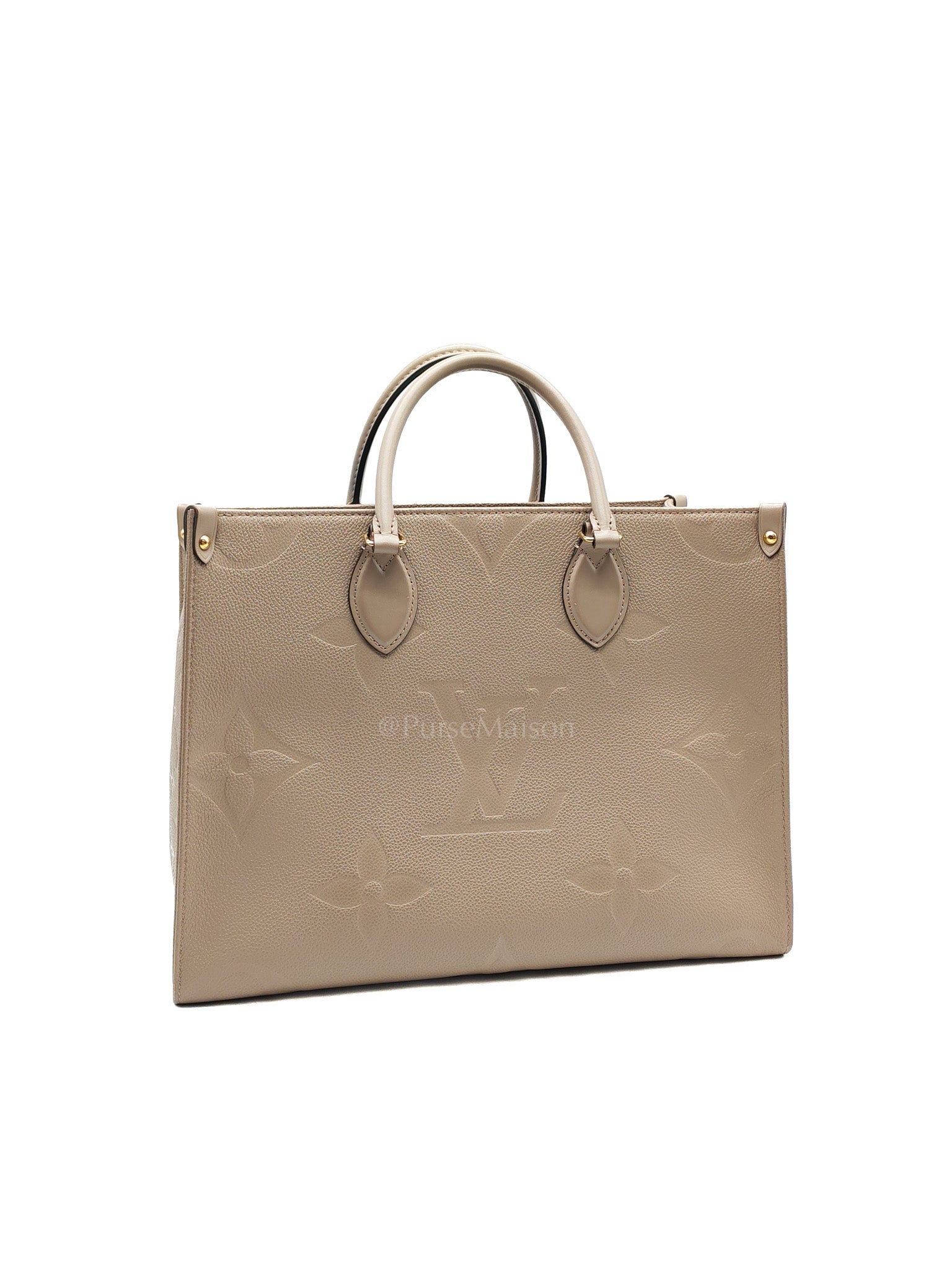 OnTheGo MM (OTG) in Beige Monogram Empriente Leather & Gold Hardware Microchip