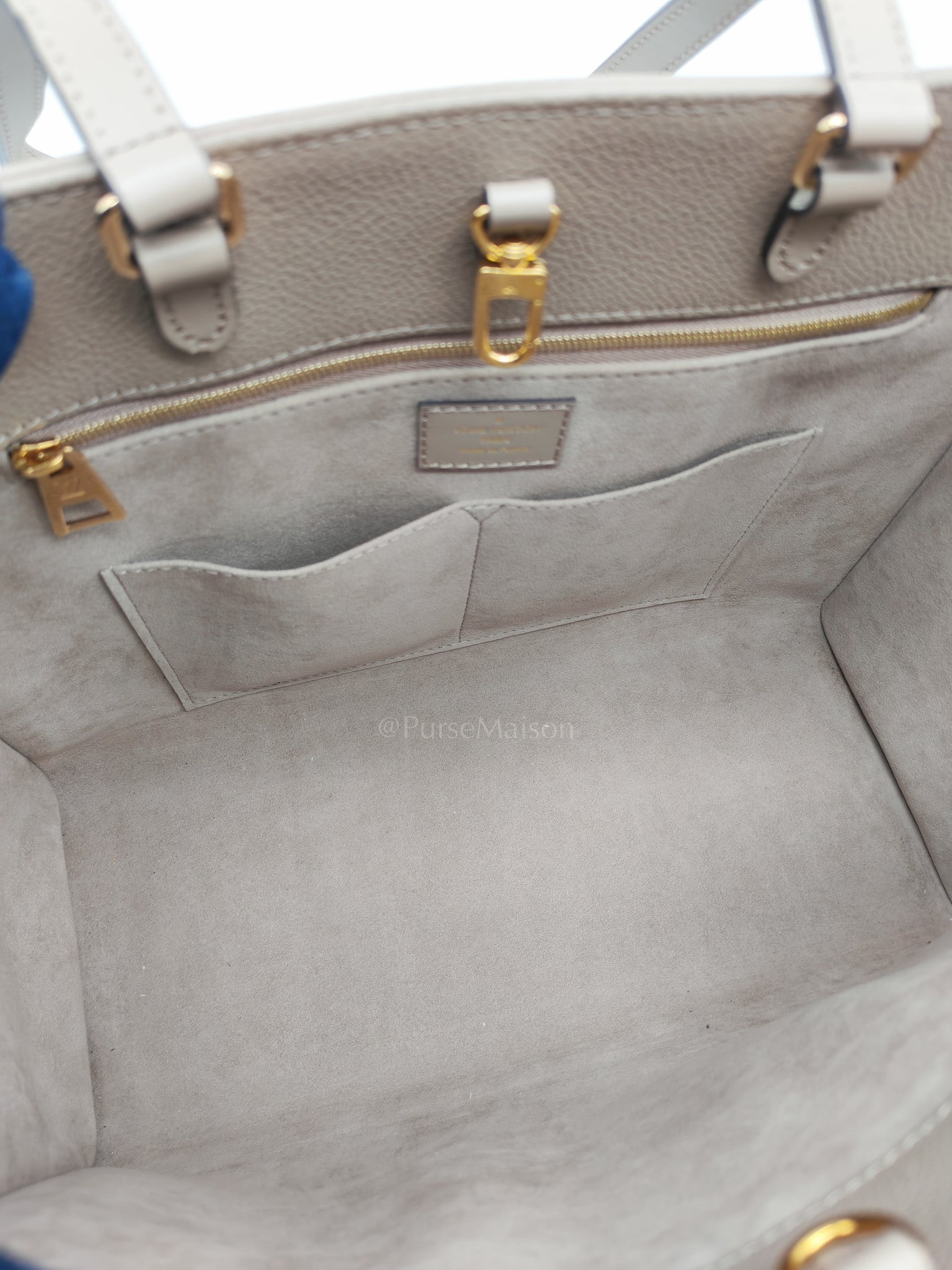 OnTheGo MM (OTG) in Beige Monogram Empriente Leather & Gold Hardware Microchip