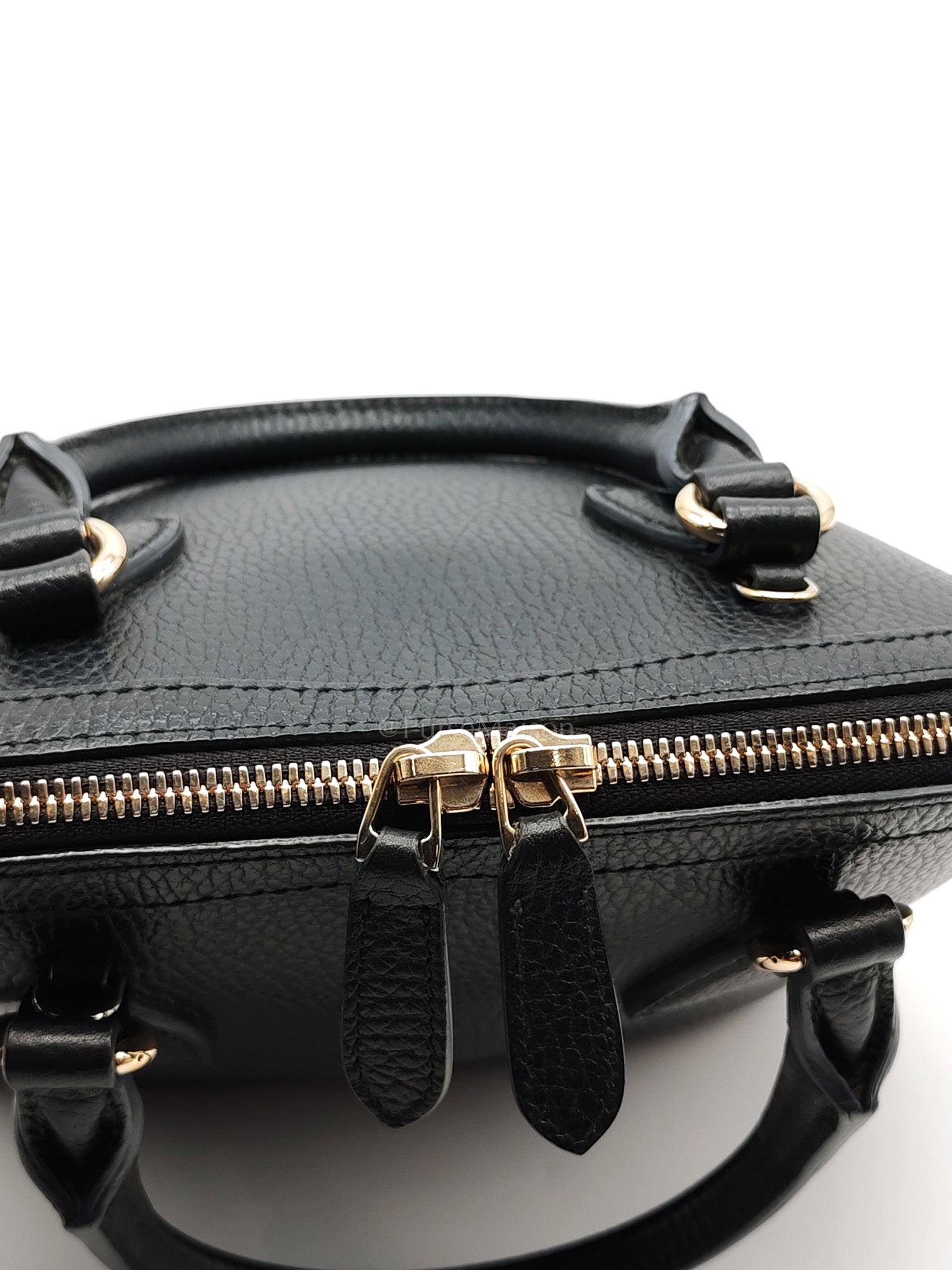 Dome Bag Small in Black GG Charm Satchel Pebbled Leather & Light Gold Hardware