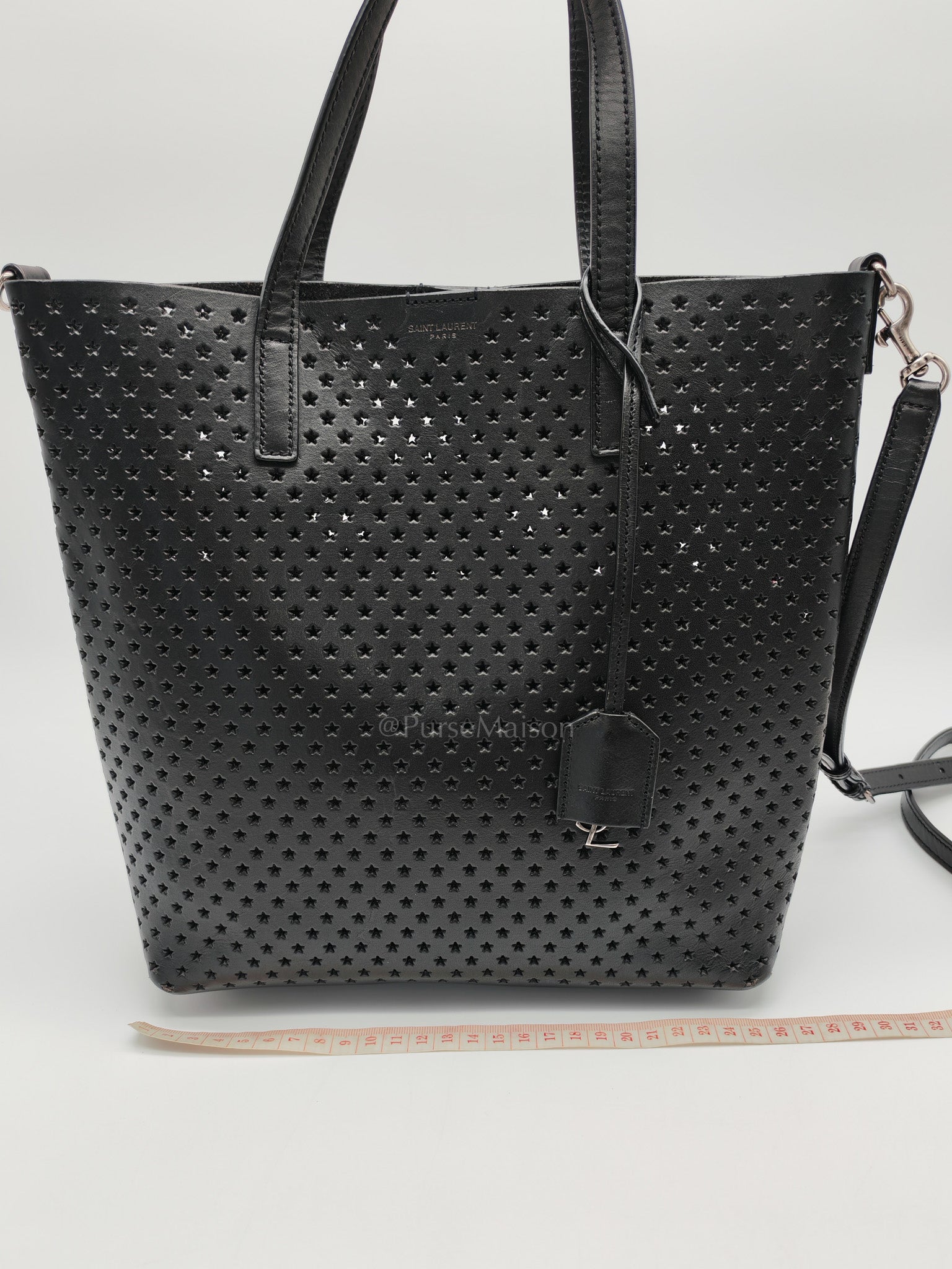 Perforated Star in Black Calfskin Leather Crossbody Bag