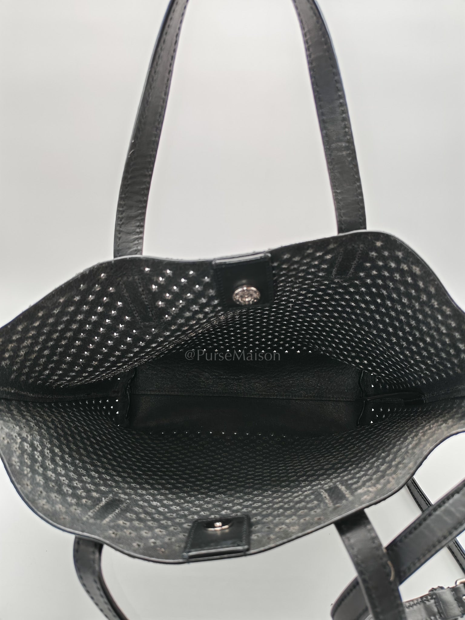 Perforated Star in Black Calfskin Leather Crossbody Bag