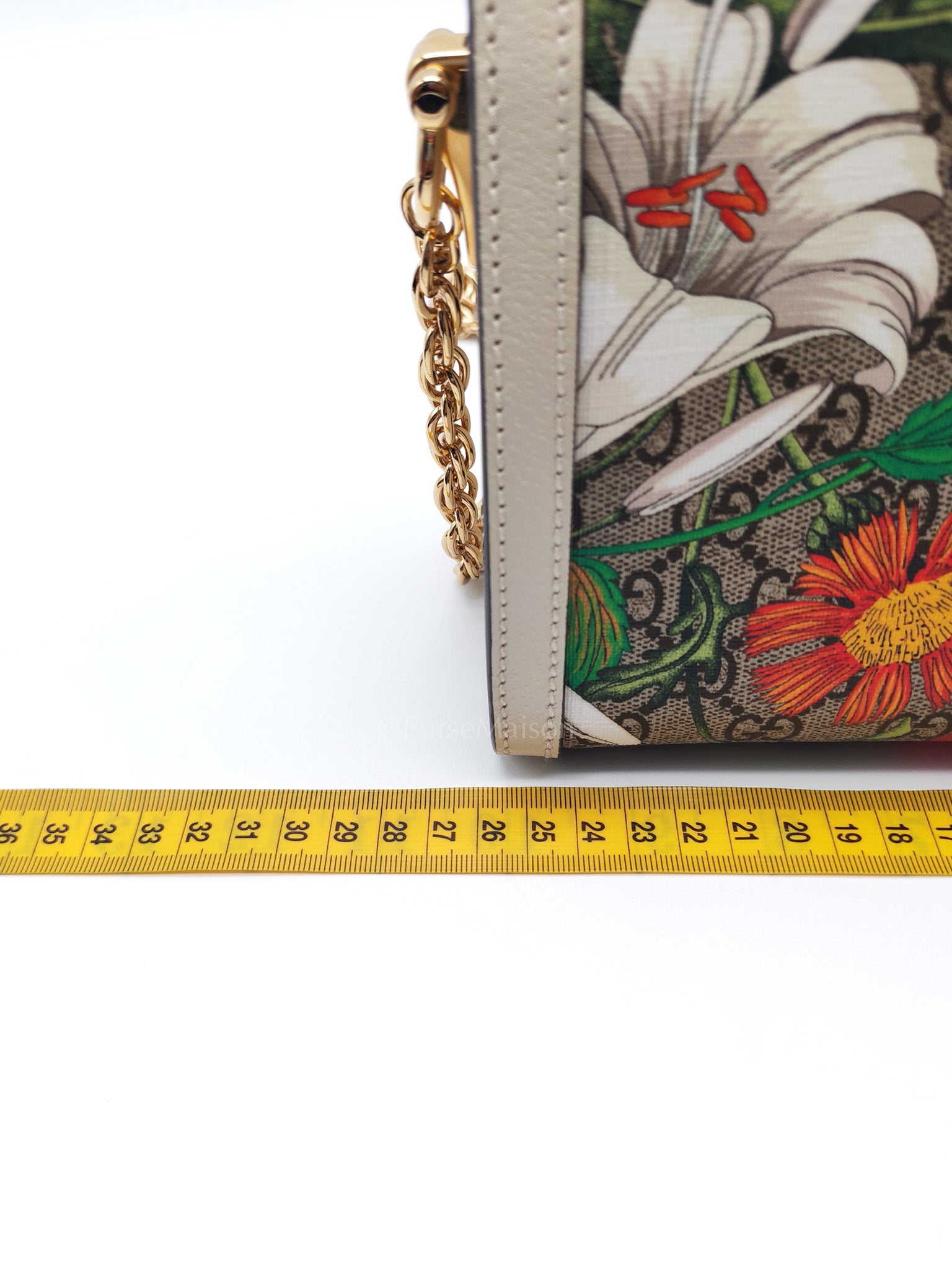 Ophidia Chain Shoulder Bag in GG Flora Coated Canvas & Gold Hardware