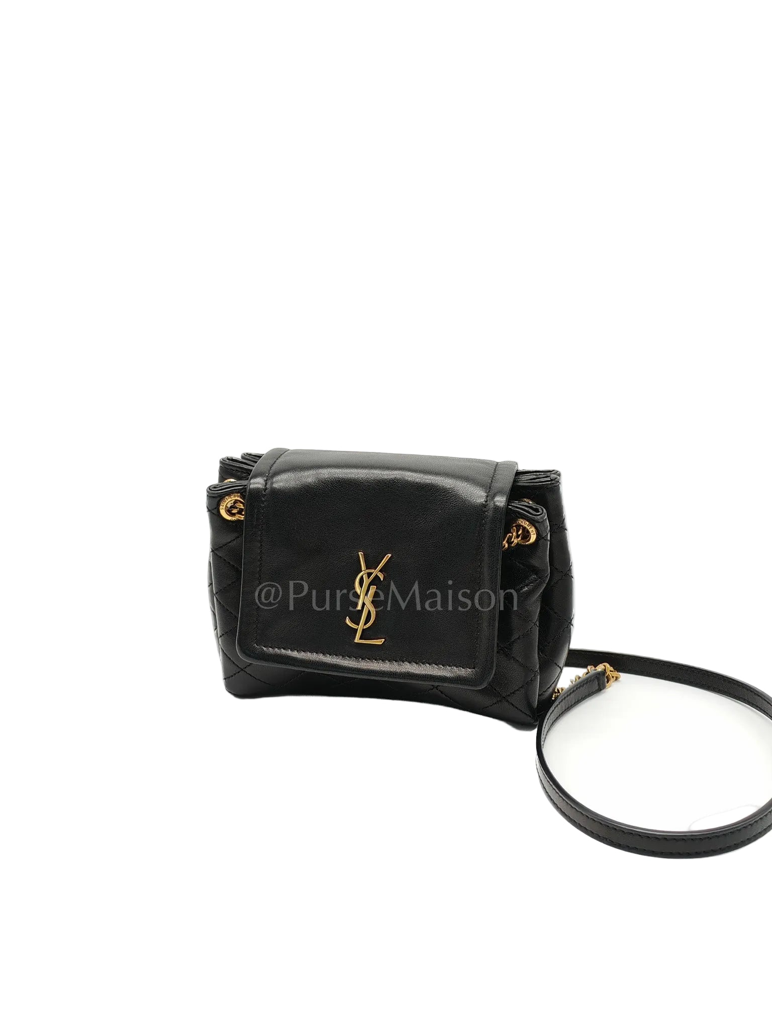 Mini Nolita Crossbody Bag in Black Agneau Leather Gold Hardware