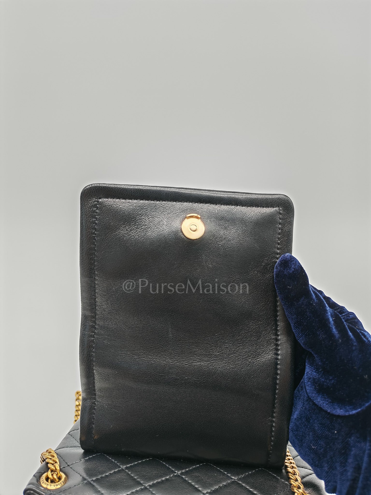 Mini Nolita Crossbody Bag in Black Agneau Leather Gold Hardware