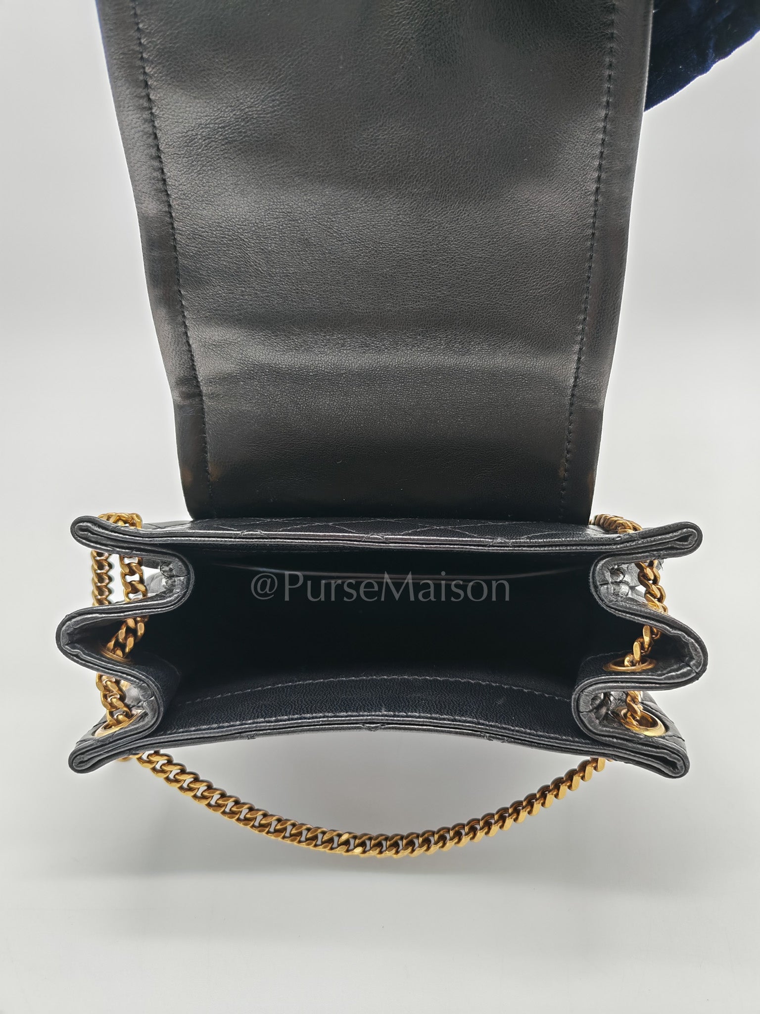 Mini Nolita Crossbody Bag in Black Agneau Leather Gold Hardware