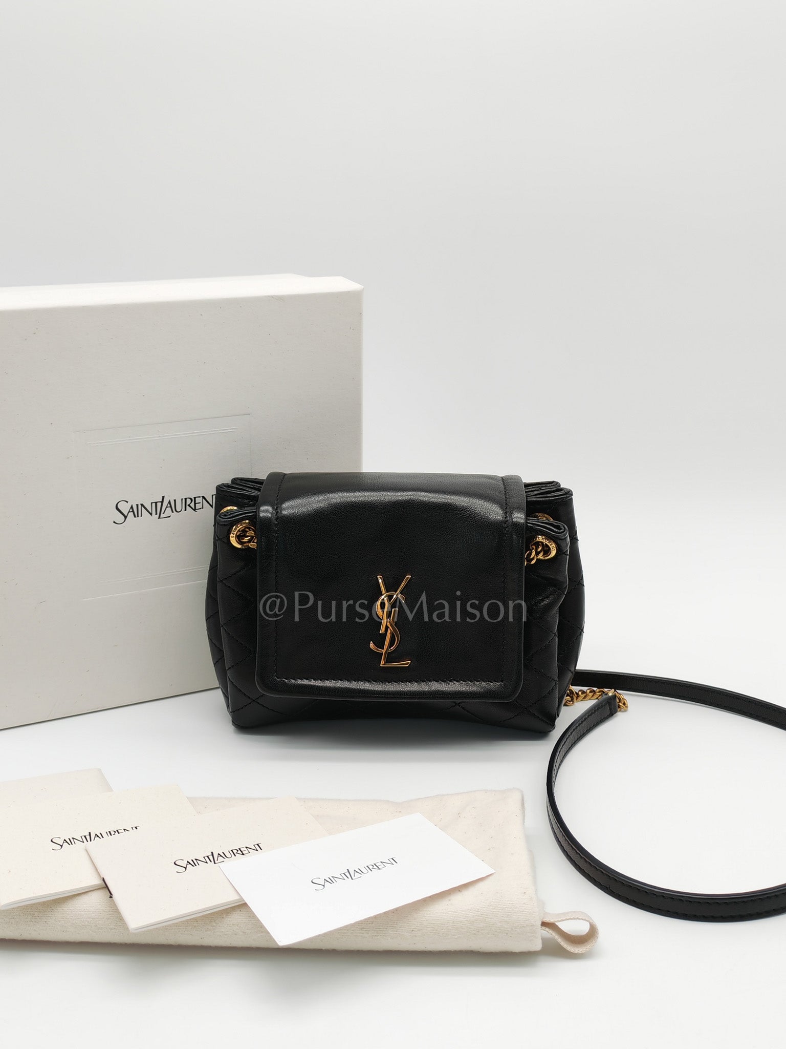 Mini Nolita Crossbody Bag in Black Agneau Leather Gold Hardware