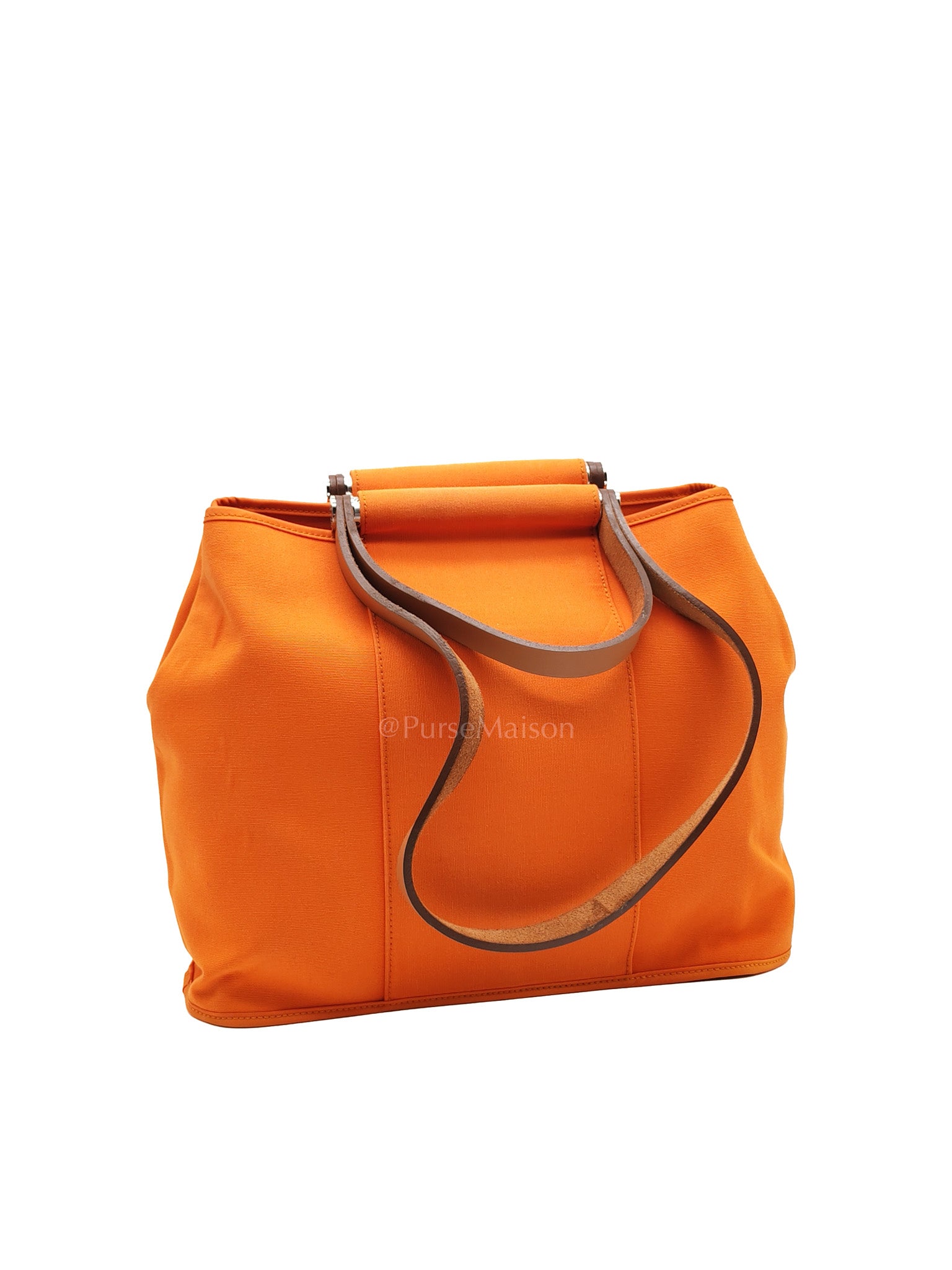 Cabag 32 Tote Bag in Orange Elan & Palladium Hardware Stamp Square P (2012) | Purse Maison Luxury Bags Shop