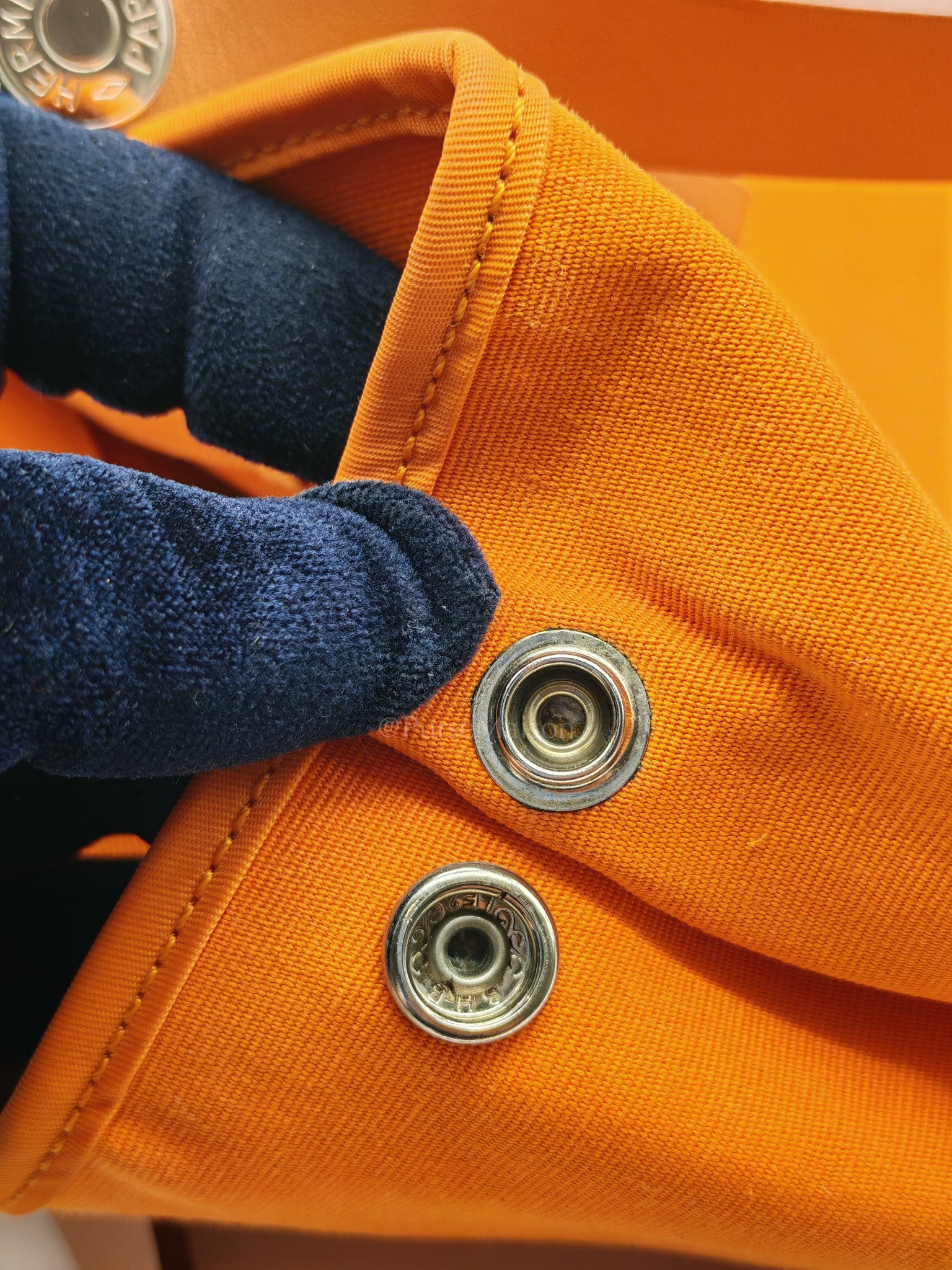Cabag 32 Tote Bag in Orange Elan & Palladium Hardware Stamp Square P (2012) | Purse Maison Luxury Bags Shop