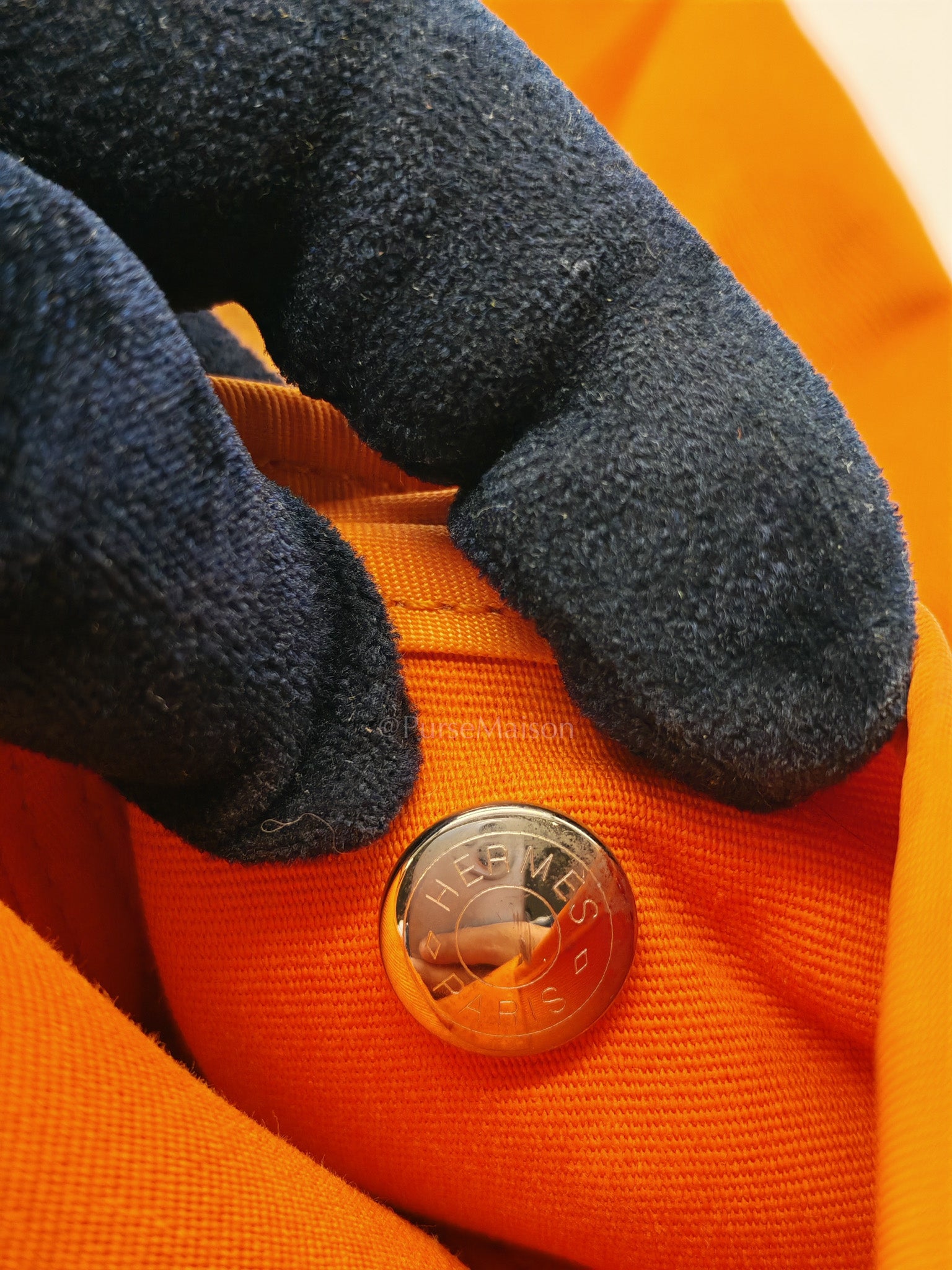 Cabag 32 Tote Bag in Orange Elan & Palladium Hardware Stamp Square P (2012) | Purse Maison Luxury Bags Shop