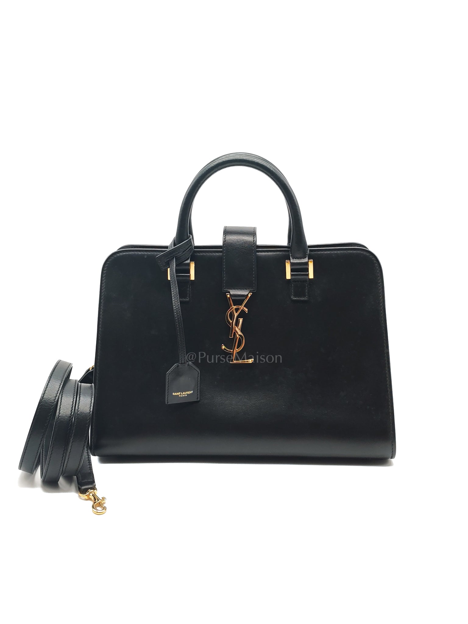 Cabas Bag in Black Calfskin Leather & Gold Hardware | Purse Maison Luxury Bags Shop