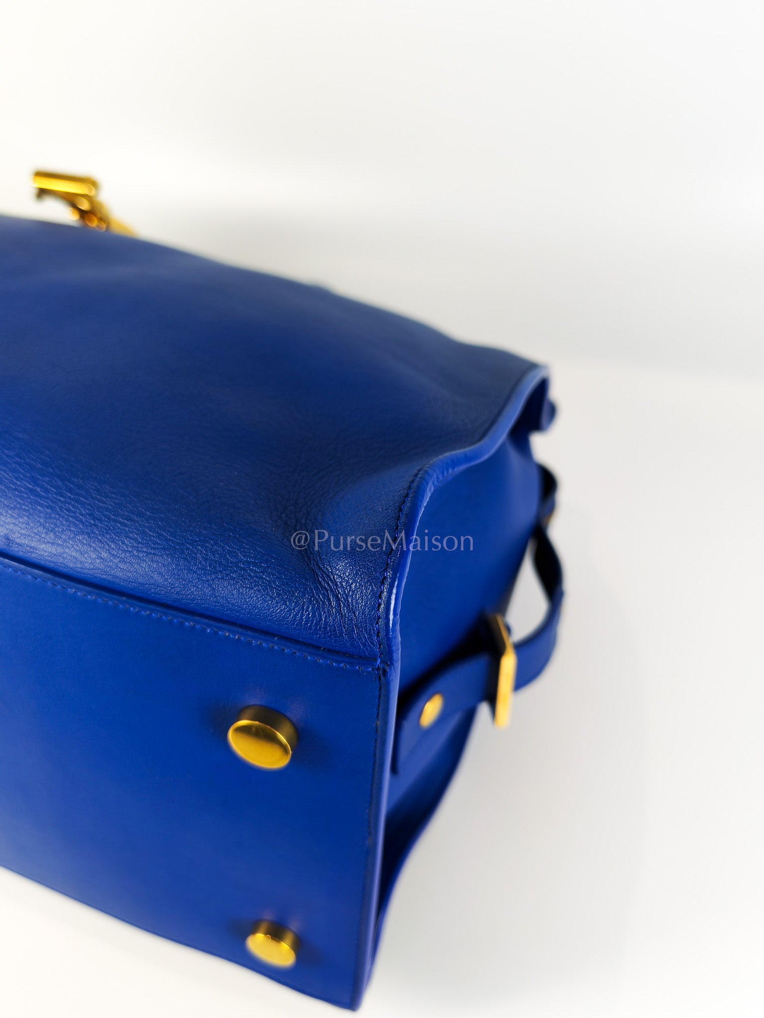 Cabas Handbag Large in Blue Calfskin Leather | Purse Maison Luxury Bags Shop